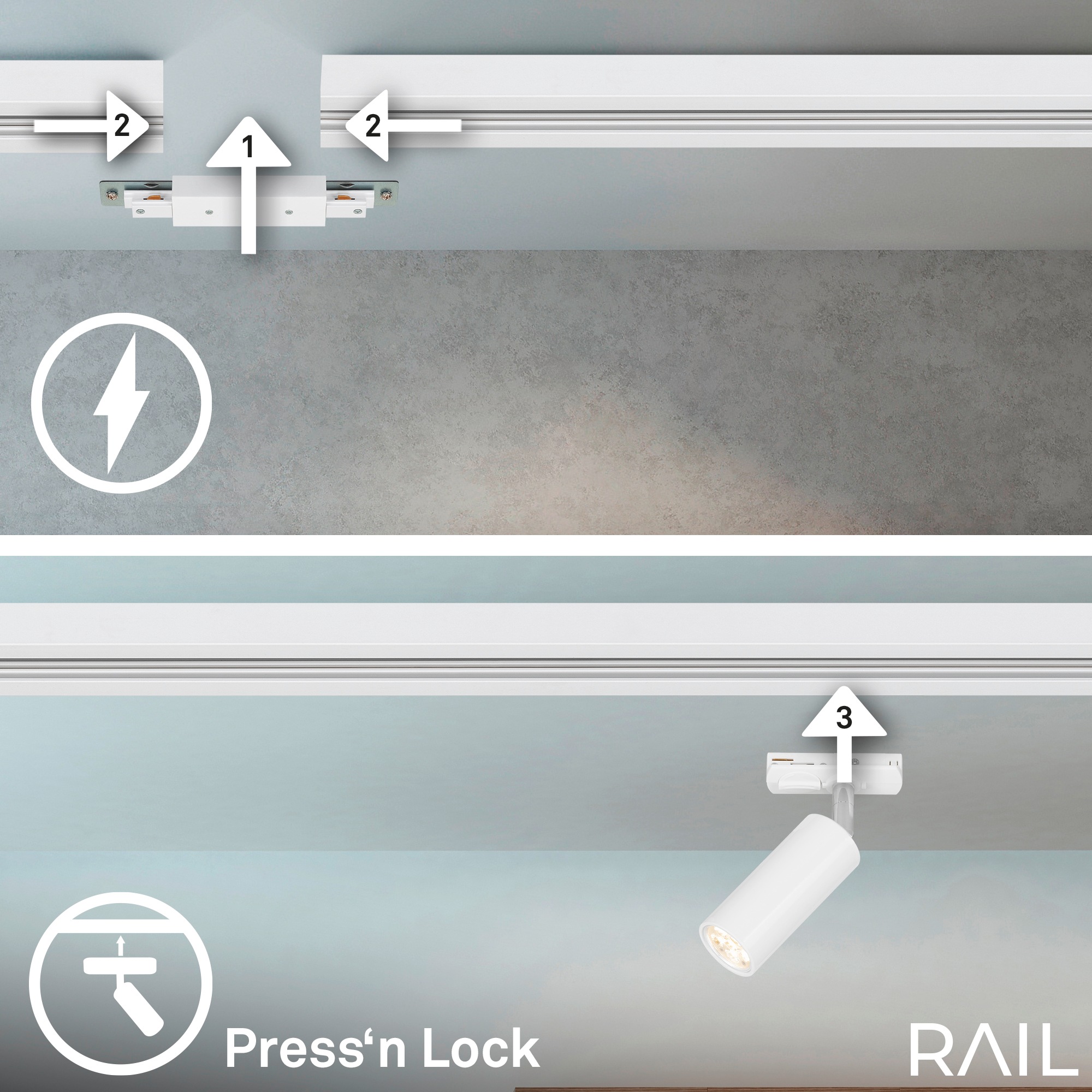 Briloner Leuchten Schienensystem-Sets »RAIL« LED-Board 7 Stk. Schienensystem Rail 1,5 m Weiß 4,5W Decke Wohnzimmer Büro Küche Flur