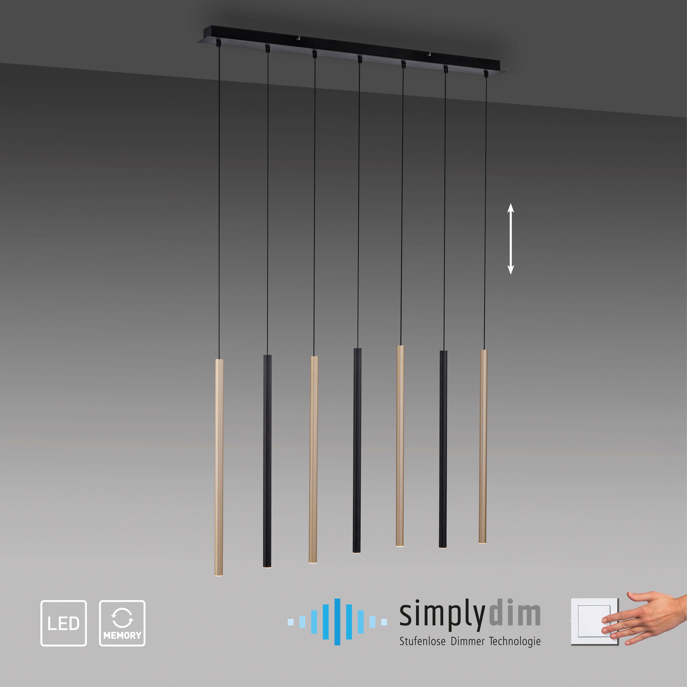 Paul Neuhaus Pendelleuchte »FLUTE«, 7 flammig, Leuchtmittel LED-Board | LED fest integriert