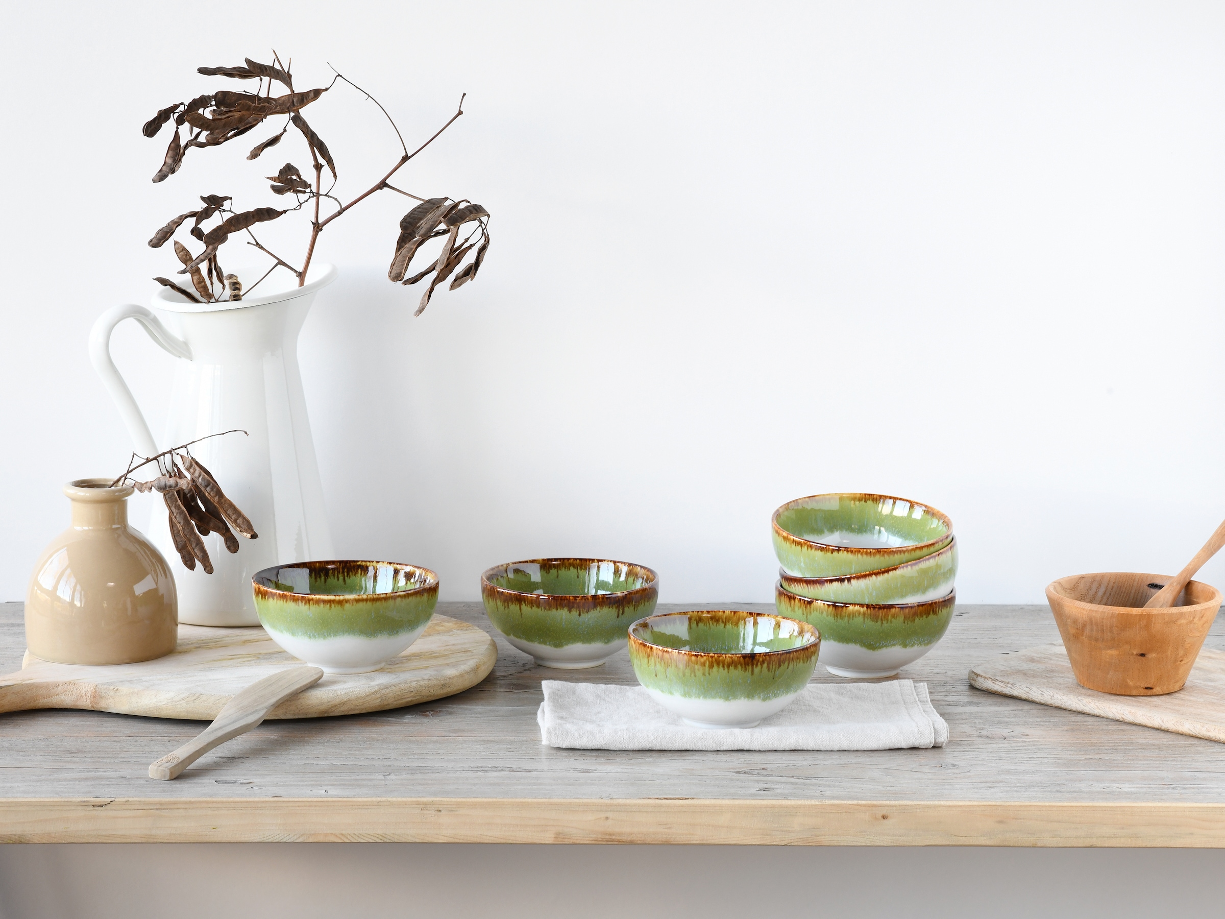 CreaTable Dipschale »Cascade, Schale 6-tlg« 6 Stk. aus Steinzeug Rekativglasur, Healthy Food