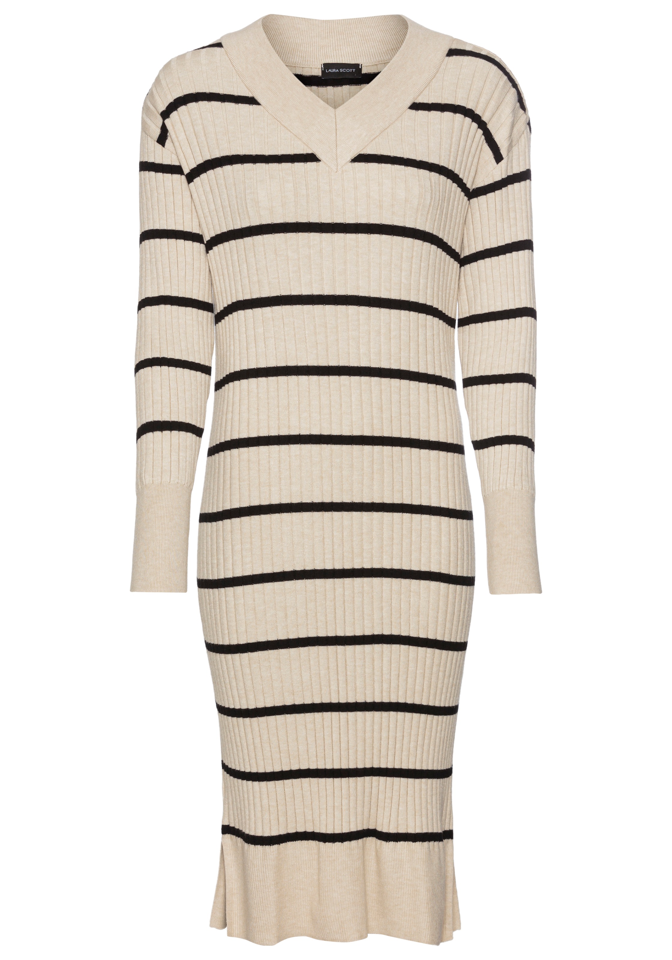 Laura Scott Strickkleid, aus weichem Rippstrick, Midi Länge