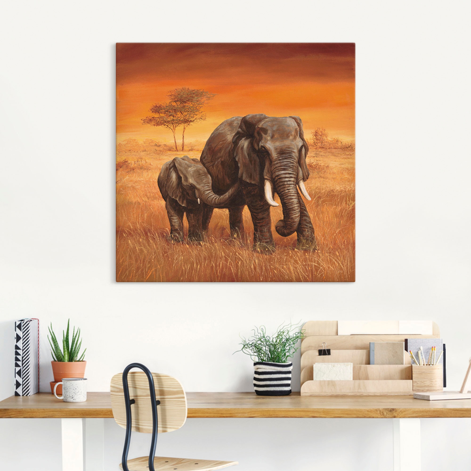 Artland Wandbild »Elefanten II«, Wildtiere, (1 St.), als Alubild, Outdoorbild, Leinwandbild, Poster, Wandaufkleber