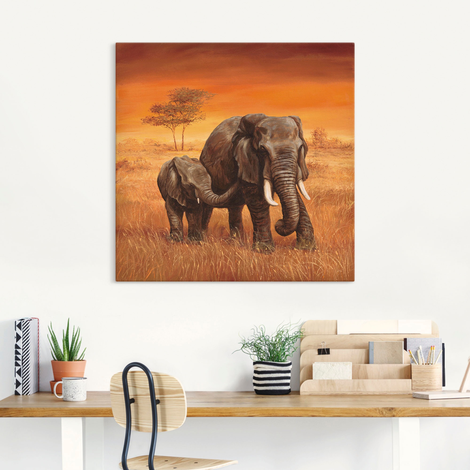 Artland Wandbild "Elefanten II" Wildtiere 1 Stk. tlg. als Alubild, Outdoorb günstig online kaufen