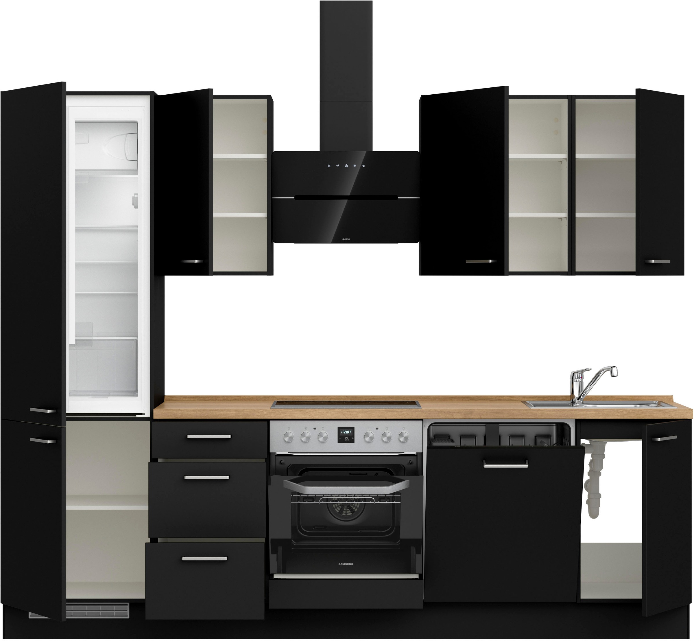 nobilia® Küchenzeile »"Touch II"«, vormontiert, Ausrichtung wählbar, Breite 270 cm, wahlw. mit E-Geräten