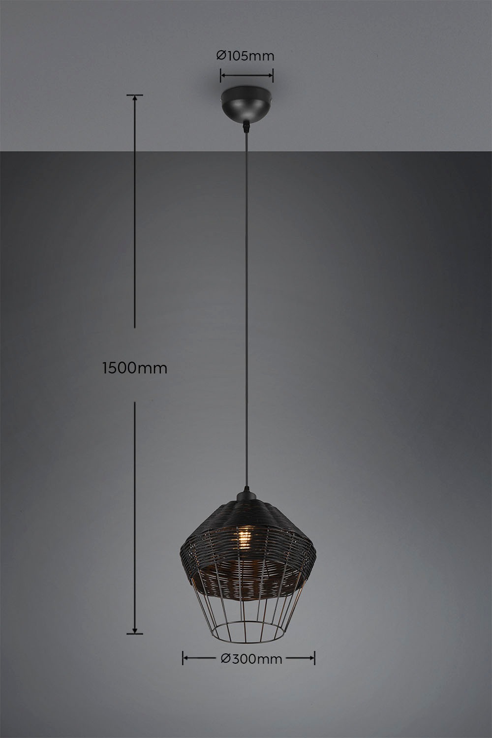 TRIO Leuchten Pendelleuchte »Borka«, 1 flammig, Leuchtmittel E27 | ohne Leuchtmittel, Boho Hängelampe aus Rattan 1-flammig exkl E27 max 40W höhenverstellbar