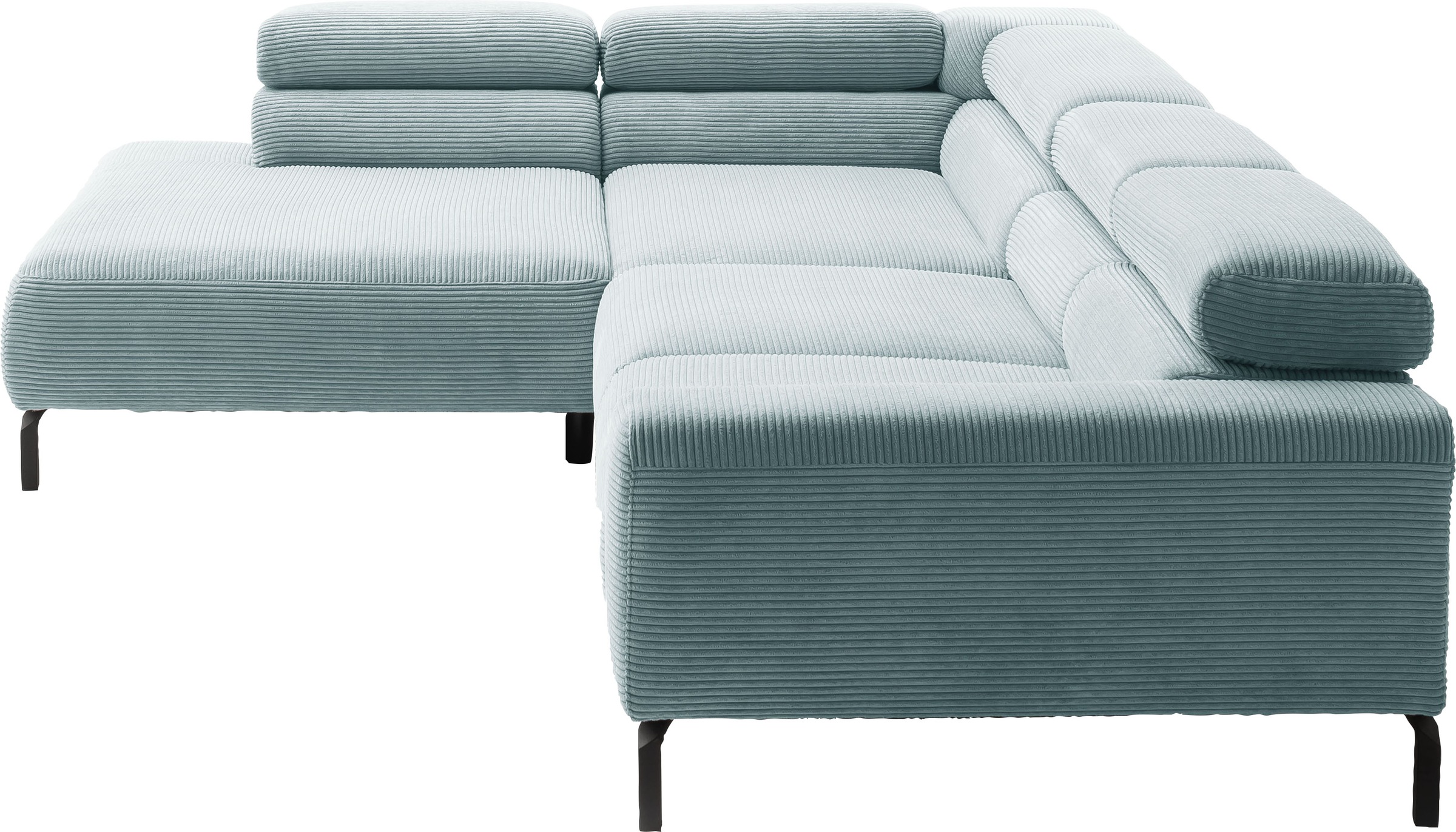 Places of Style Ecksofa »Antonelli, L-Form, inkl. Kopfteilverstellung, Breite 312 cm«, ohne Sitztiefenverstellung, in Cord, bleu