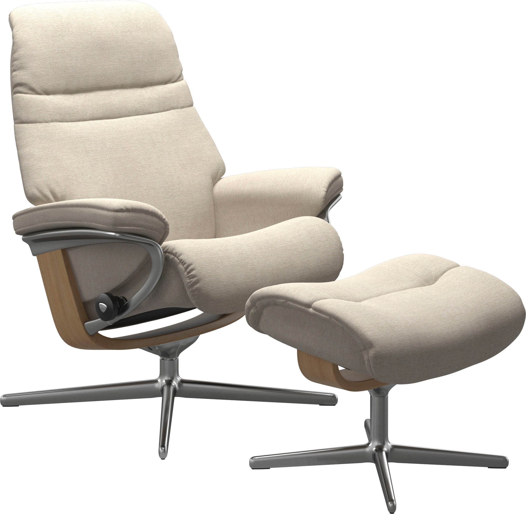 Stressless® Relaxsessel »Sunrise«, (Set, Relaxsessel mit Hocker), mit Hocker, mit Cross Base, Größe S, M & L, Holzakzent Eiche