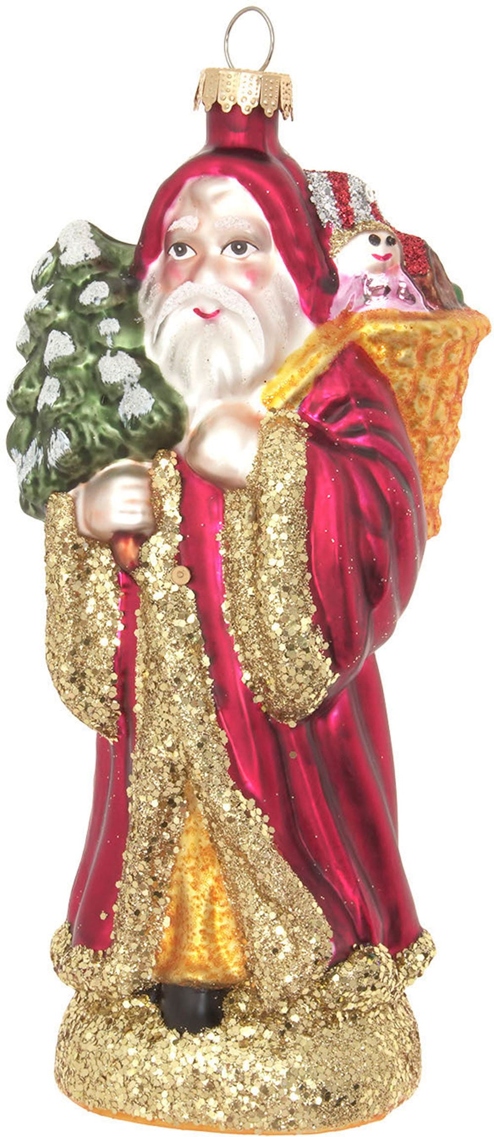 Christbaumschmuck »Santa mit Geschenkkorb & Baum«, (1 tlg.), Christbaumschmuck, Glas,...