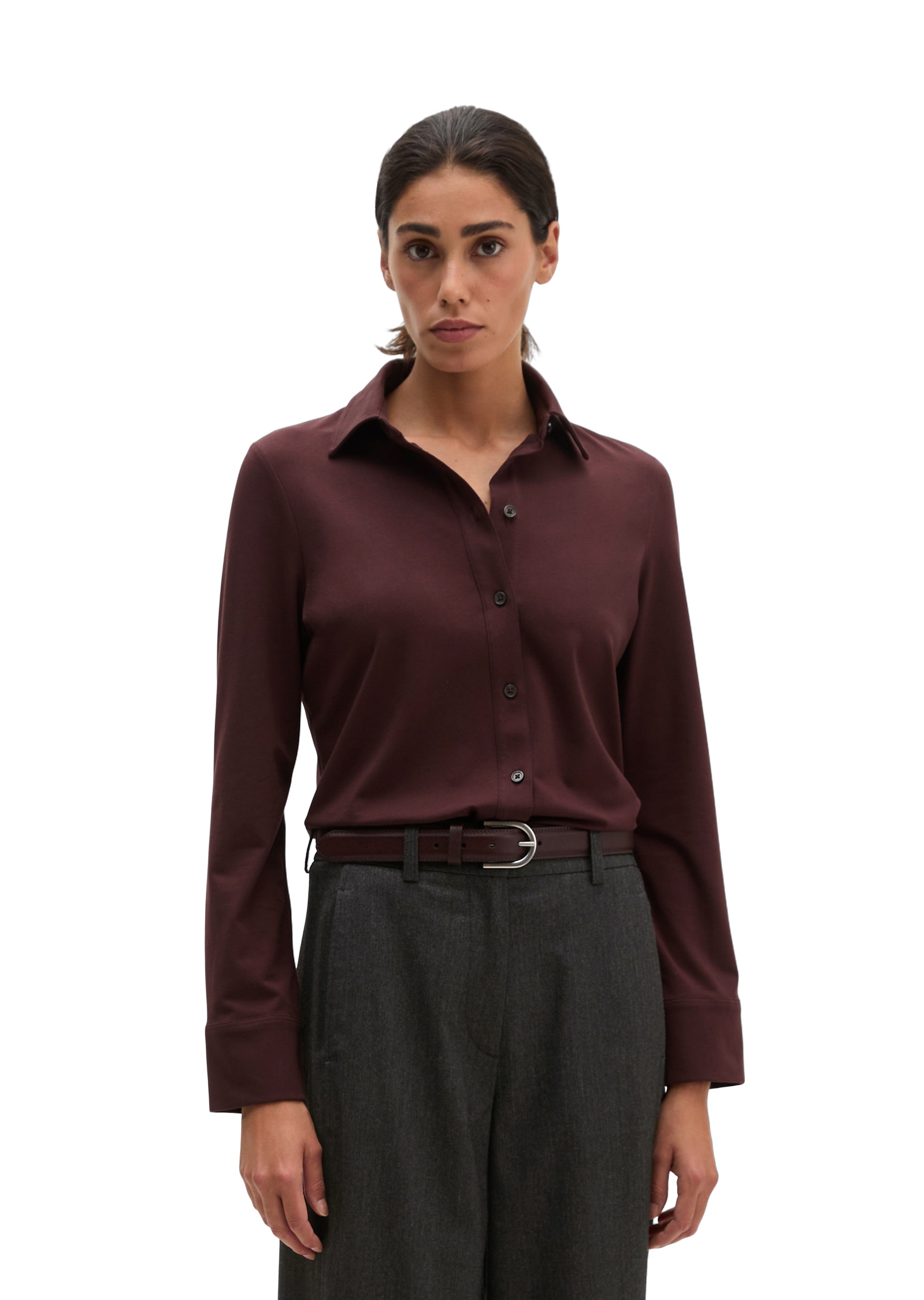 Marc O'Polo Hemdbluse aus Stretch-Baumwolle mit Paper-Finish