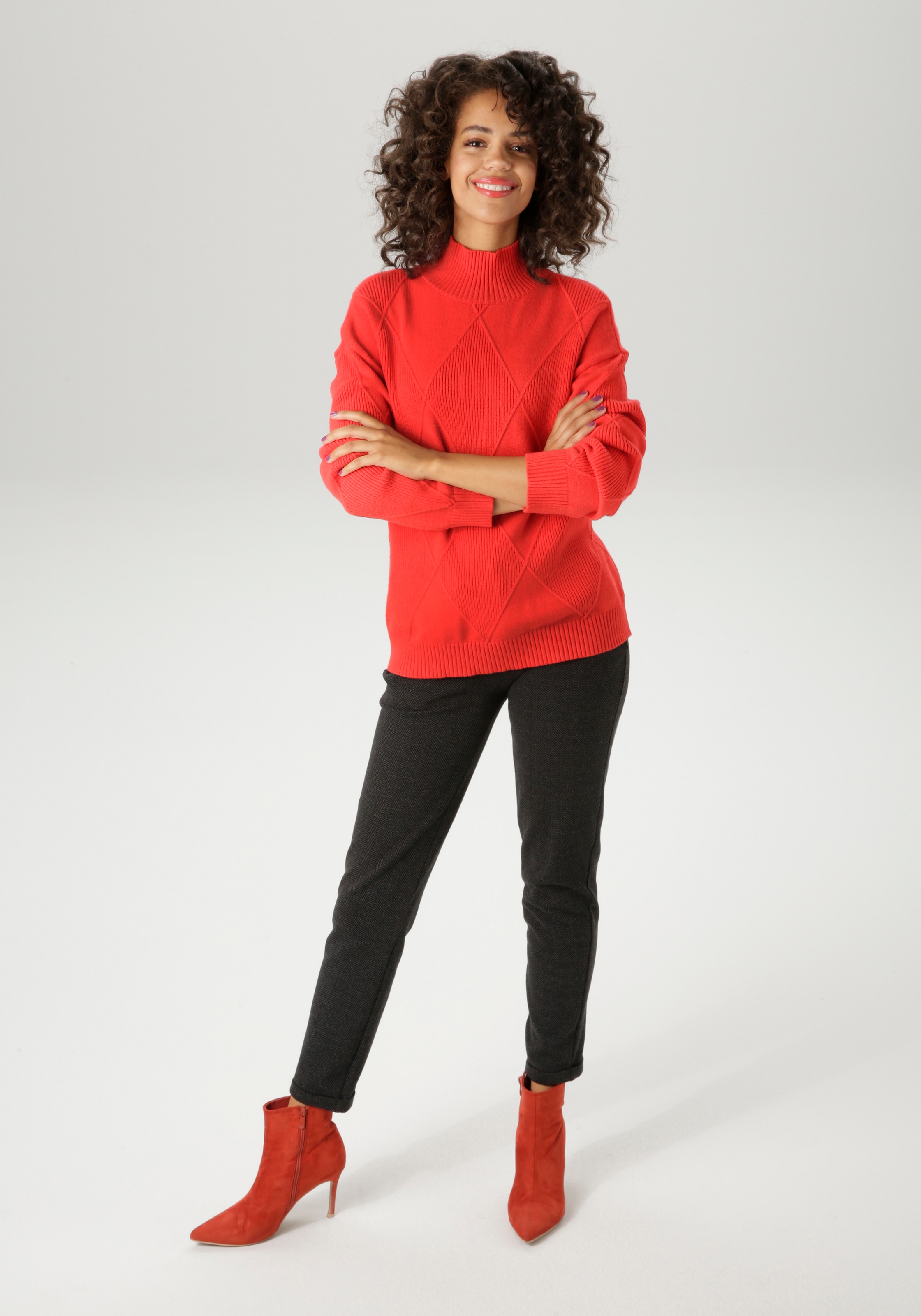 Aniston CASUAL Strickpullover, im trendigen Rauten-Muster - NEUE KOLLEKTION