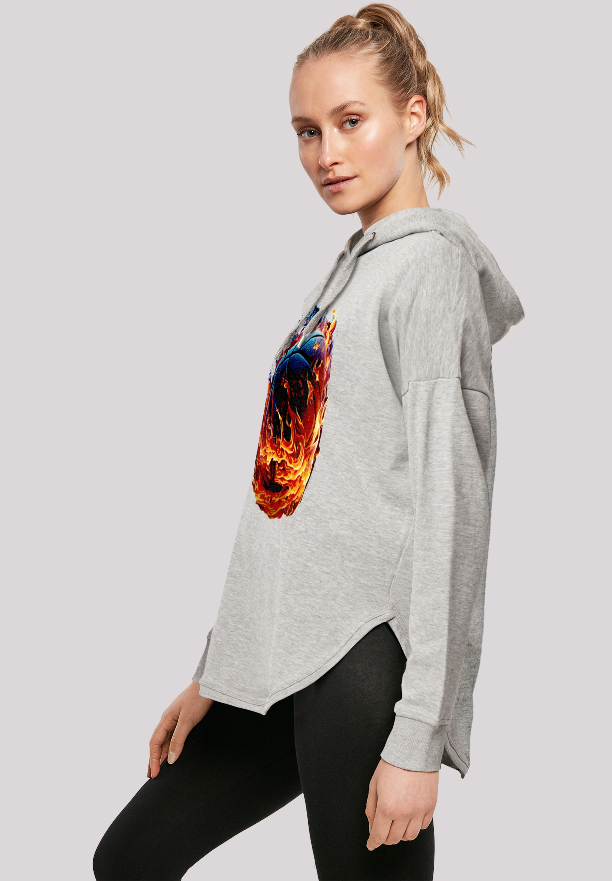 F4NT4STIC Kapuzenpullover »Basketball On Fire Sport OVERSIZE HOODIE« Print