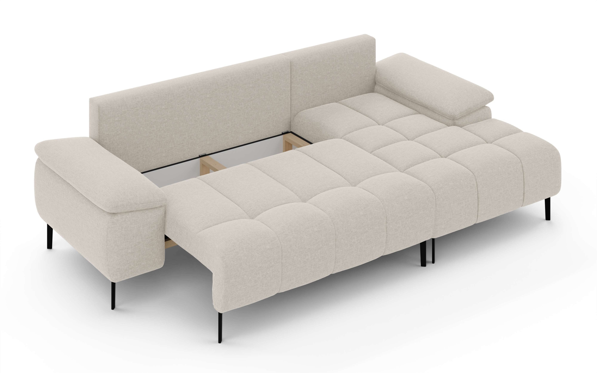 INOSIGN Ecksofa »DROMARA Schlafsofa mit Bettkasten, Maße: B/T/H 277/141/91 cm«, L-Form mit Recamiere rechts/links bestellbar, Wellenunterfederung