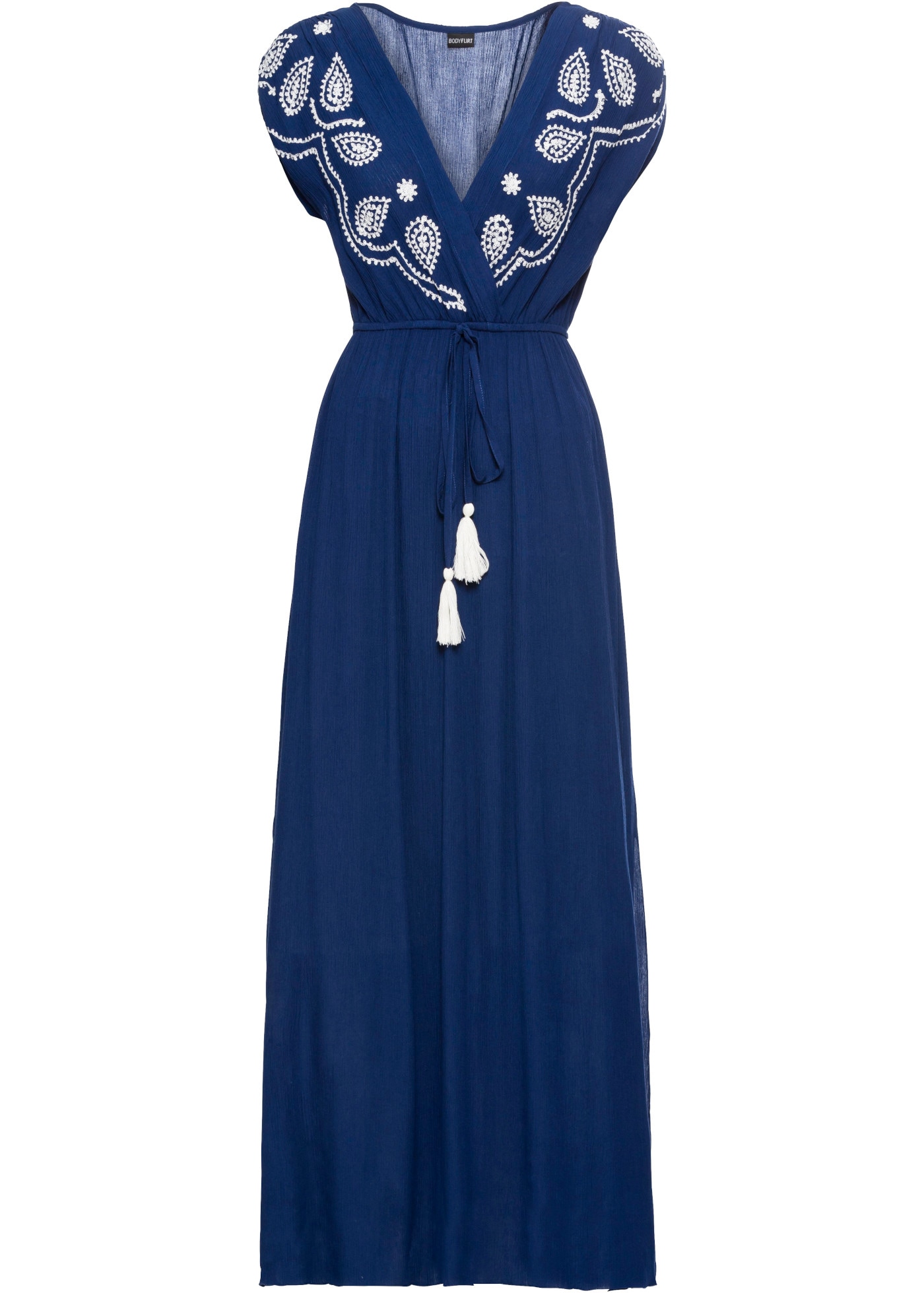 bonprix Maxikleid ärmelloses Design, mit Verzierung und Bindeband, Loose Fit