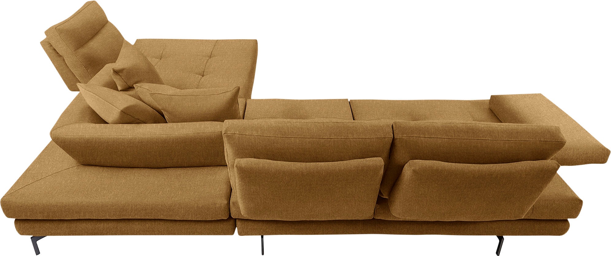 CALIA ITALIA Ecksofa »Toby Wing, Komfortsofa mit Sitzkomfort der Extraklasse, L-Form«, Sitztiefenverstellung, wahlw. mit Kissen-Set,Füße schwarz matt