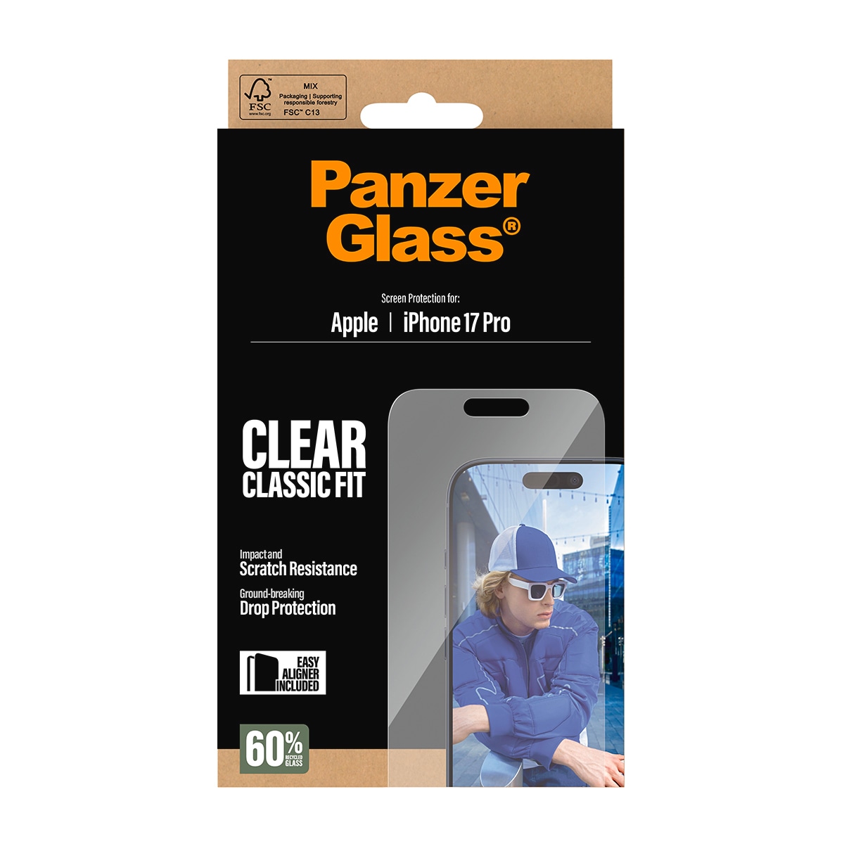 CARE by PanzerGlass Displayschutzglas »Classic Fit Screen Protector«, für Apple iPhone 17 Pro, Displayschutzfolie, Schutzfolie, Bildschirmschutz, kratz- & stoßfest