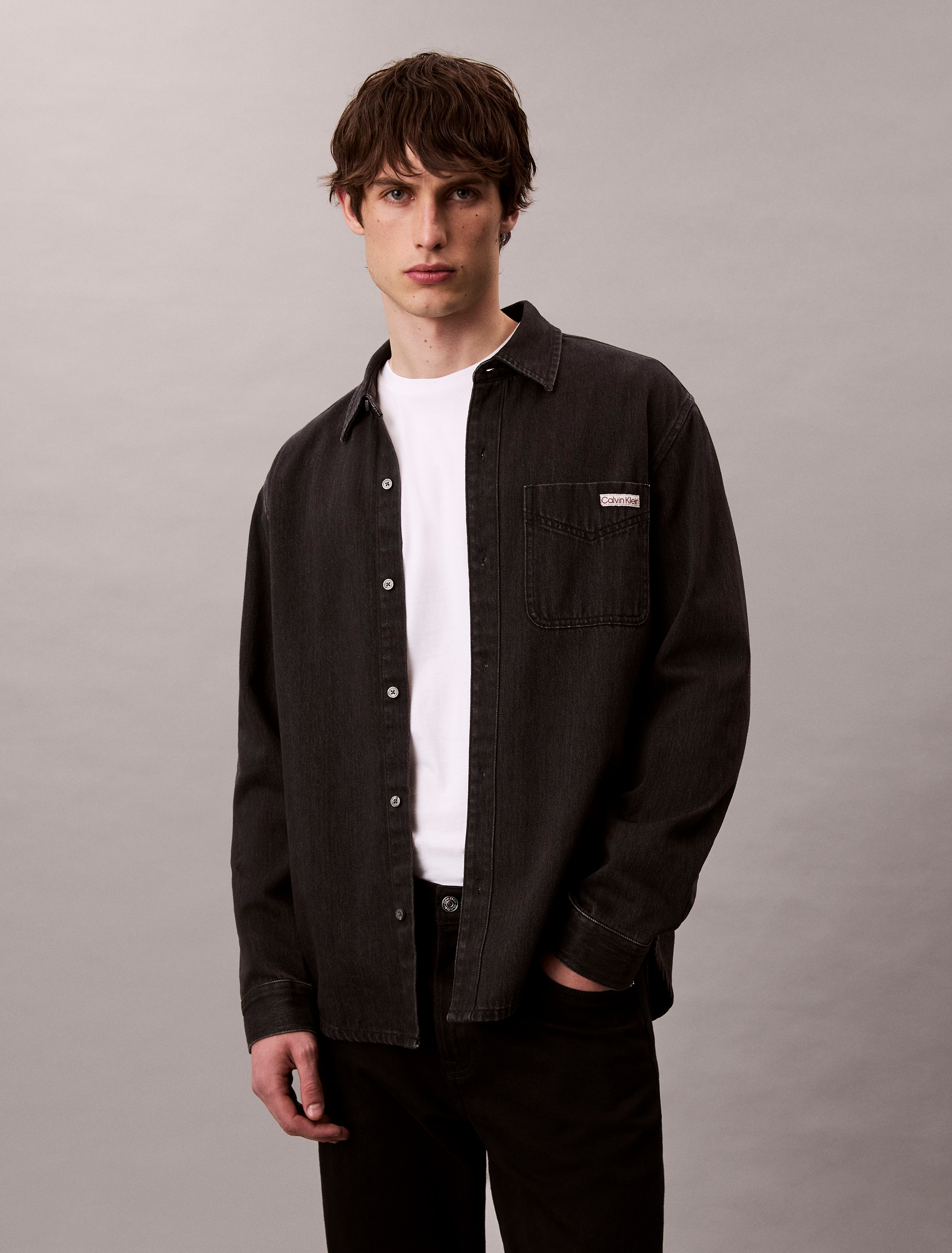 Calvin Klein Jeans Langarmhemd "CLASSIC 205 BLACK OVERSHIRT", Mit Rundhalsa günstig online kaufen