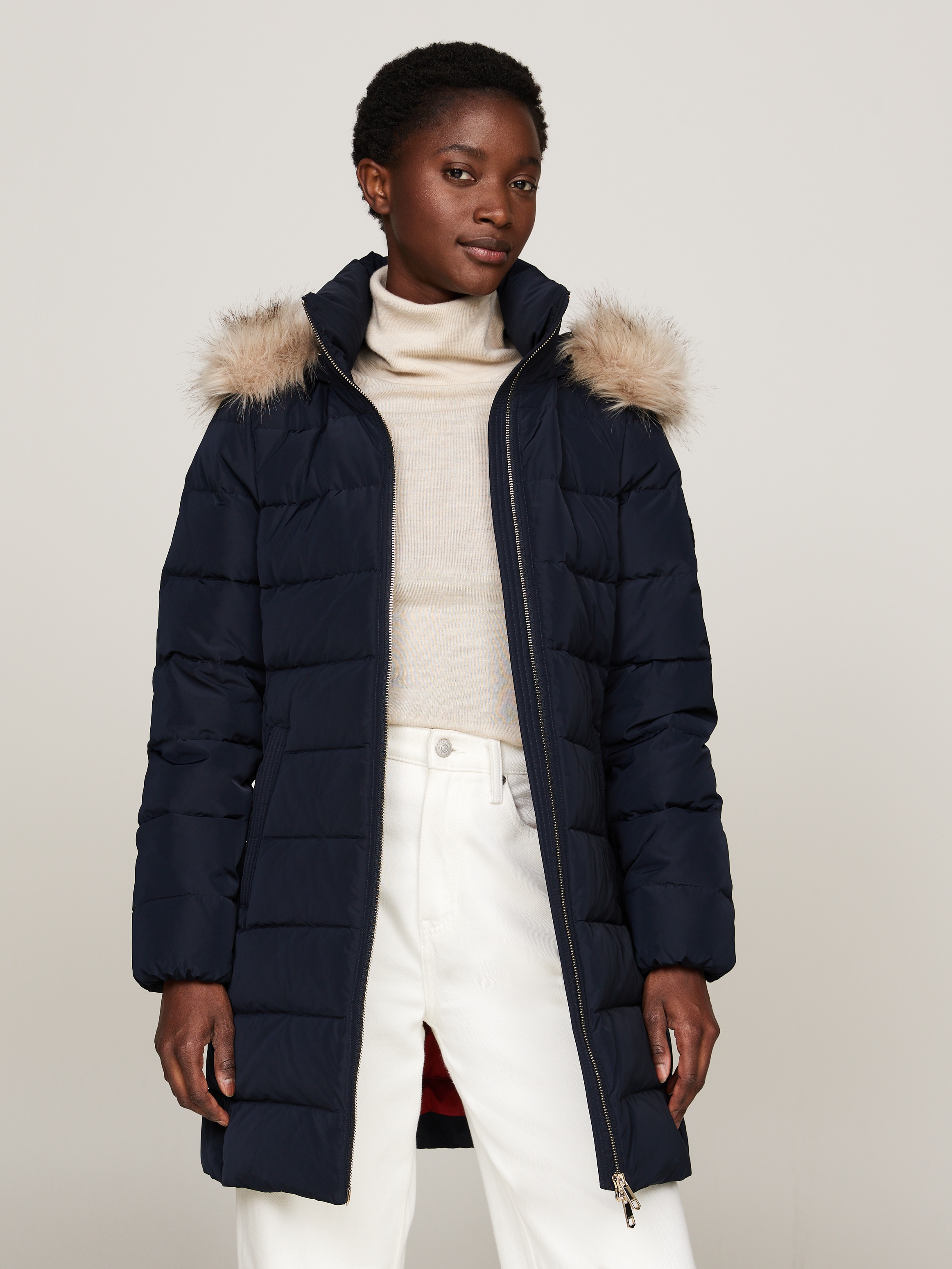 Tommy Hilfiger Steppmantel "HERITAGE DOWN TYRA COAT WITH FUR", mit Fellimit günstig online kaufen