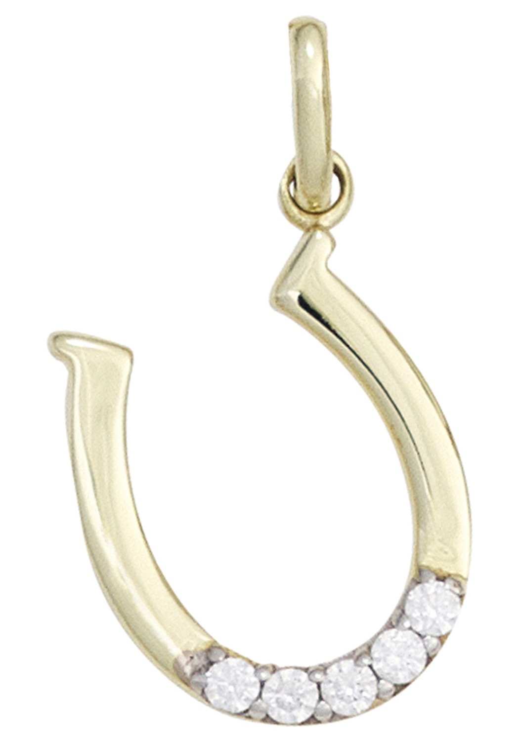 Kettenanhänger JOBO "Anhänger Hufeisen", gold (gelbgold 333), Schmuckanhänger, Damen, Gelbgold 333, Kettenanhänger, 333 Gold bicolor mit Zirkonia