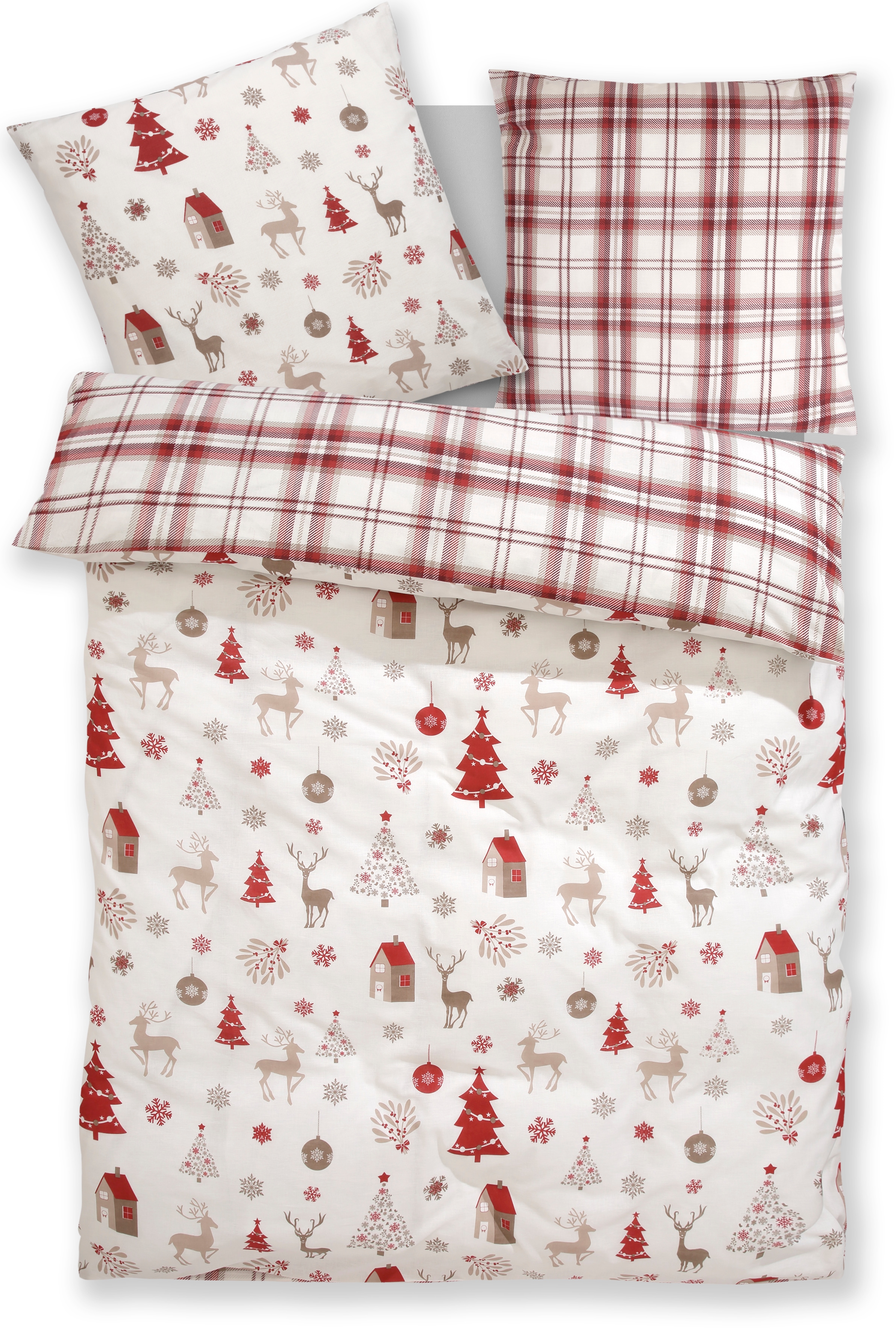 OTTO home Bettwäsche "Mikkel" 2 Bettwäsche ab Gr. 135x200 cm,100% Baumwolle, Weihnachten