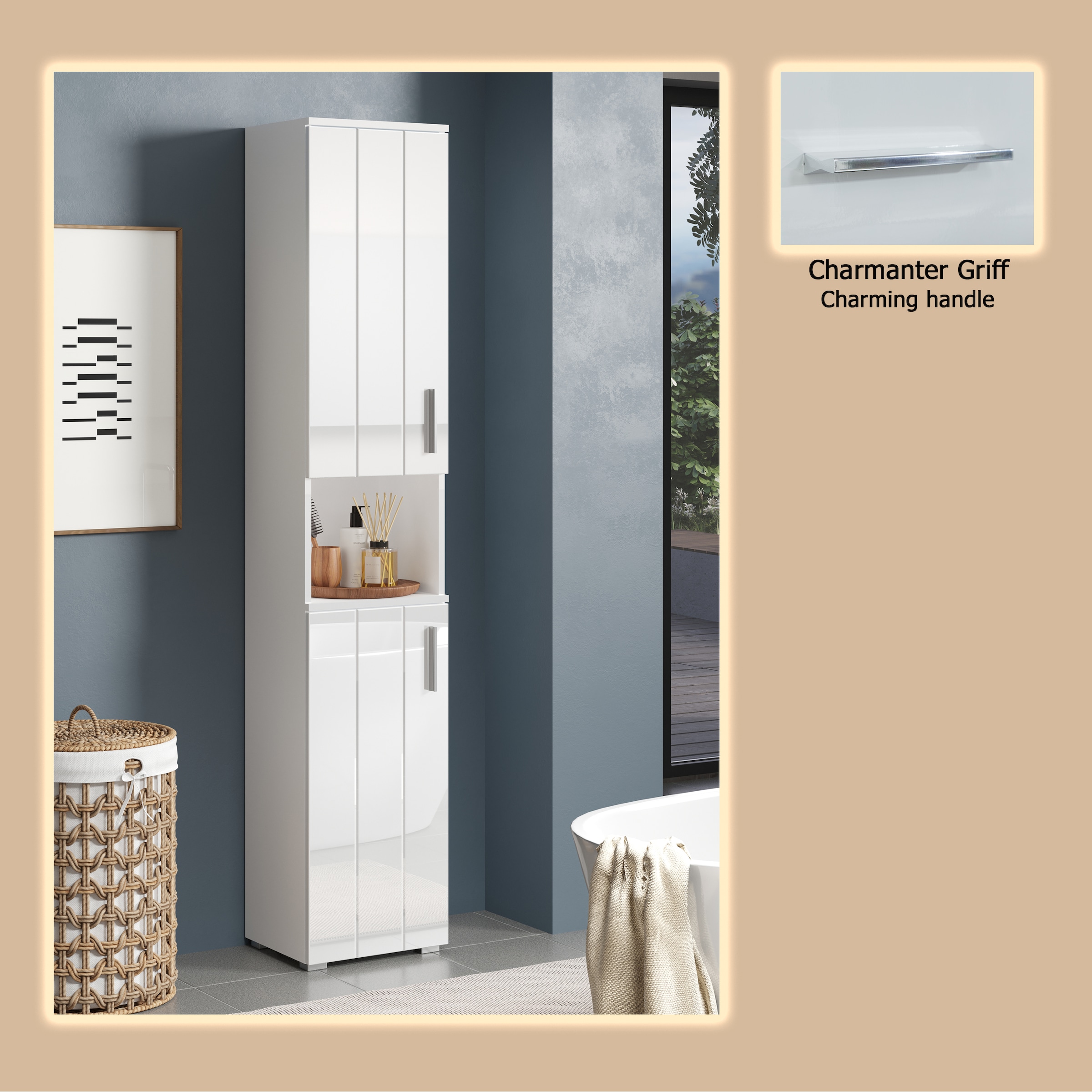 welltime Hochschrank »Prag« 1 Stk. tlg. Hochschrank mit 2 Türen & 1 Fach - (B/T/H) 37/31/192 cm