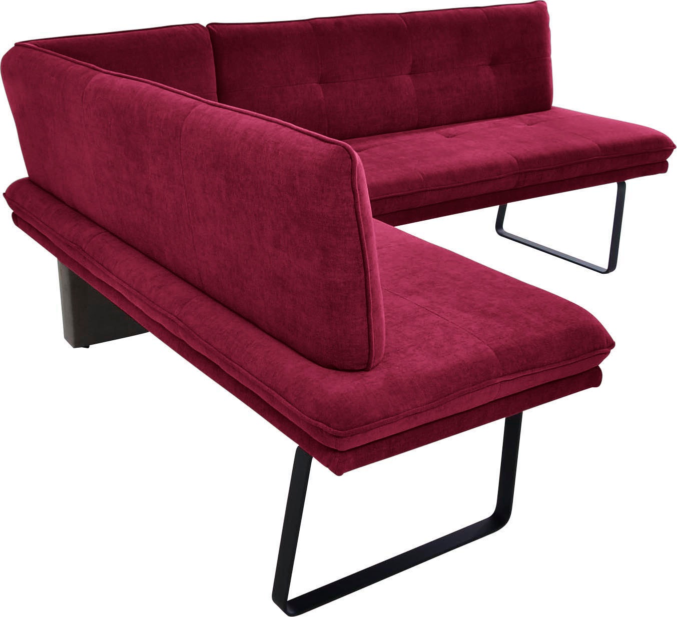 Eckbank K+W KOMFORT & WOHNEN, rot (bordo), B:157cm H:87cm T:207cm, Sitzbänke, Eckbank, Polstereckbank in Spitzkissenoptik, Sitz und Rücken gesteppt 2