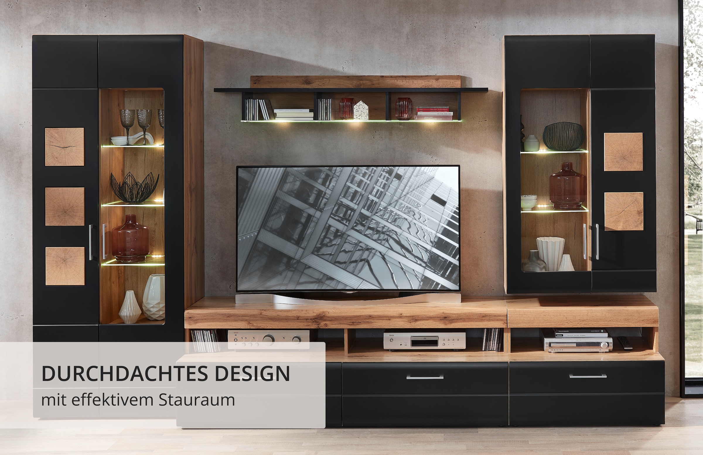 Innostyle Wohnwand »Sonate, TOPSELLER!«, (Komplett-Set, 5 St., Wohnwand), inkl. LED-Beleuchtung