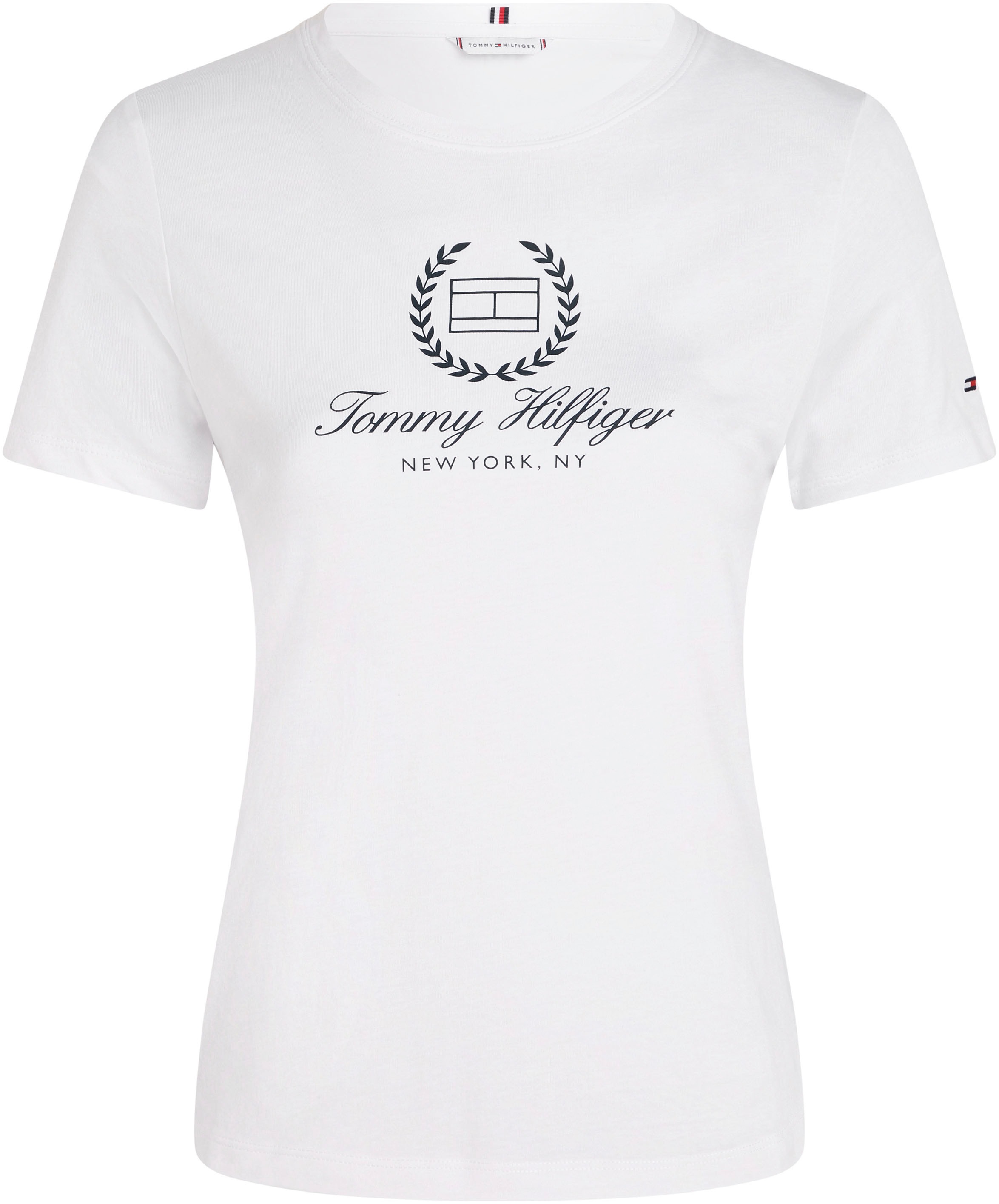 Tommy Hilfiger T-Shirt »SLIM FLAG SCRIPT TEE SS«, mit Logodruck auf der Brust