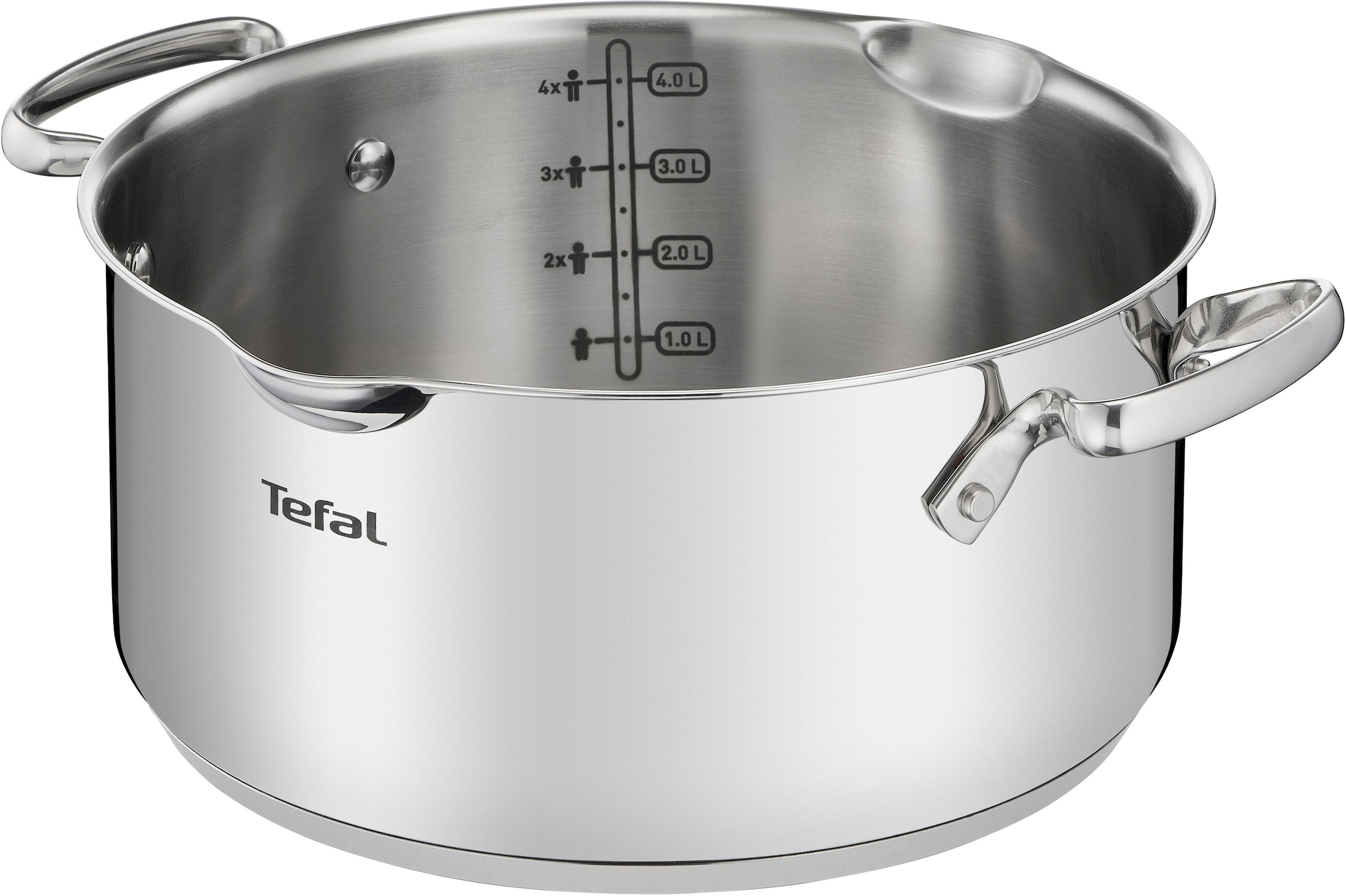 Tefal Kochtopf »Duetto+«, Edelstahl 18/10, hochglanzpoliert, Glasdeckel mit Siebfunktion