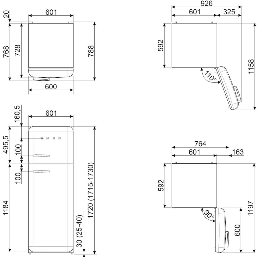 Smeg Kühl-/Gefrierkombination »FAB30«, FAB30RLI5, 172 cm hoch, 60,1 cm breit