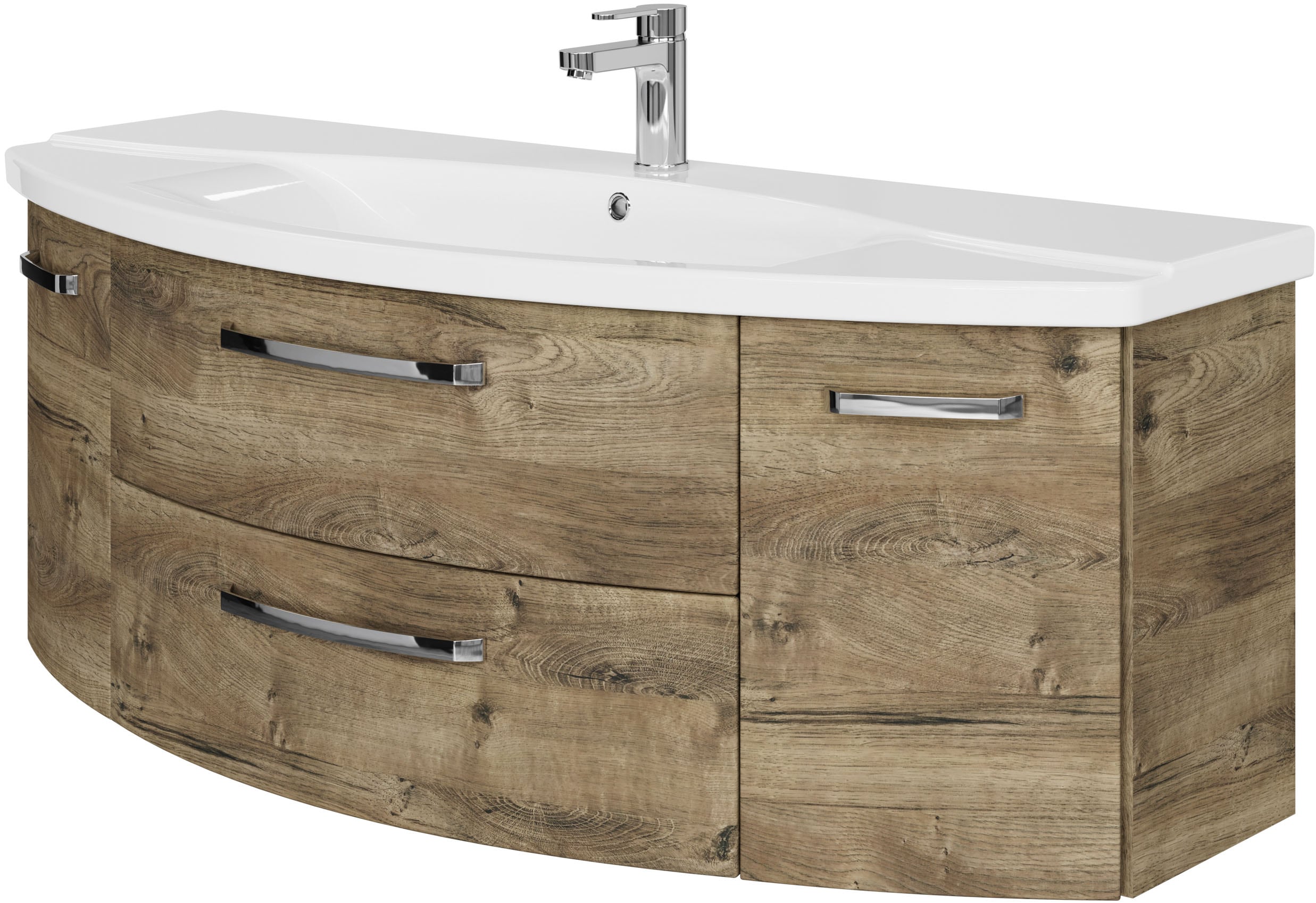 Saphir "Serie 4010 Keramik-Waschtisch mit Unterschrank, 144 cm breit" Waschplatz mit 2 Türen, 2 Schubladen, Badmöbel-Set mit Waschtisch