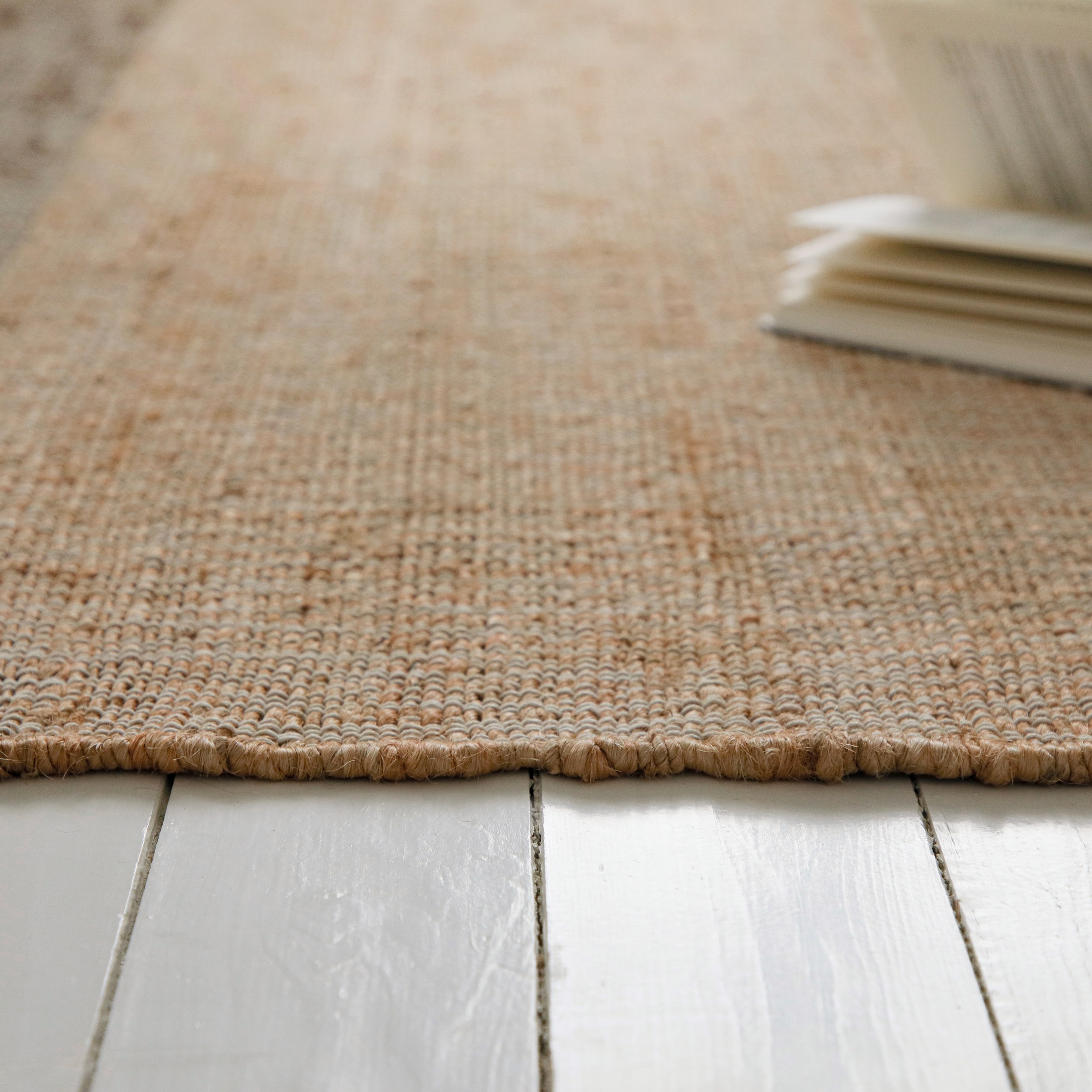 my home Teppich »Dallin«, rechteckig, 4 mm Höhe, 80% Jute, handgewebt, mit Fransen, Wohnzimmer, Naturfaser