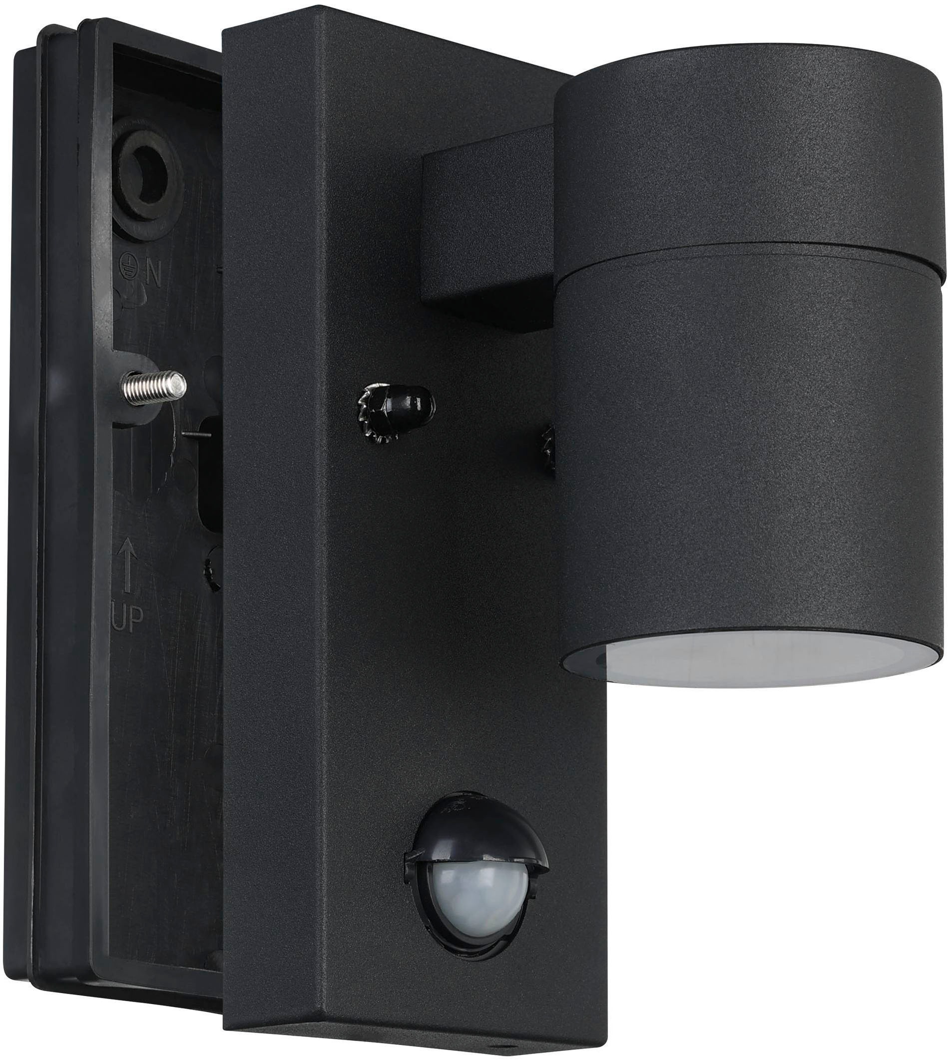 EGLO Wandleuchte »Riga 5 Außen-Wandlampe, Außenleuchte aus Stahl, GU10, IP44, Lampe« GU10 1 Stk. Wand-/Deckenleuchte - L6,5 x H16,5 x AL11 cm - schwarz - 1X2,8W inkl.