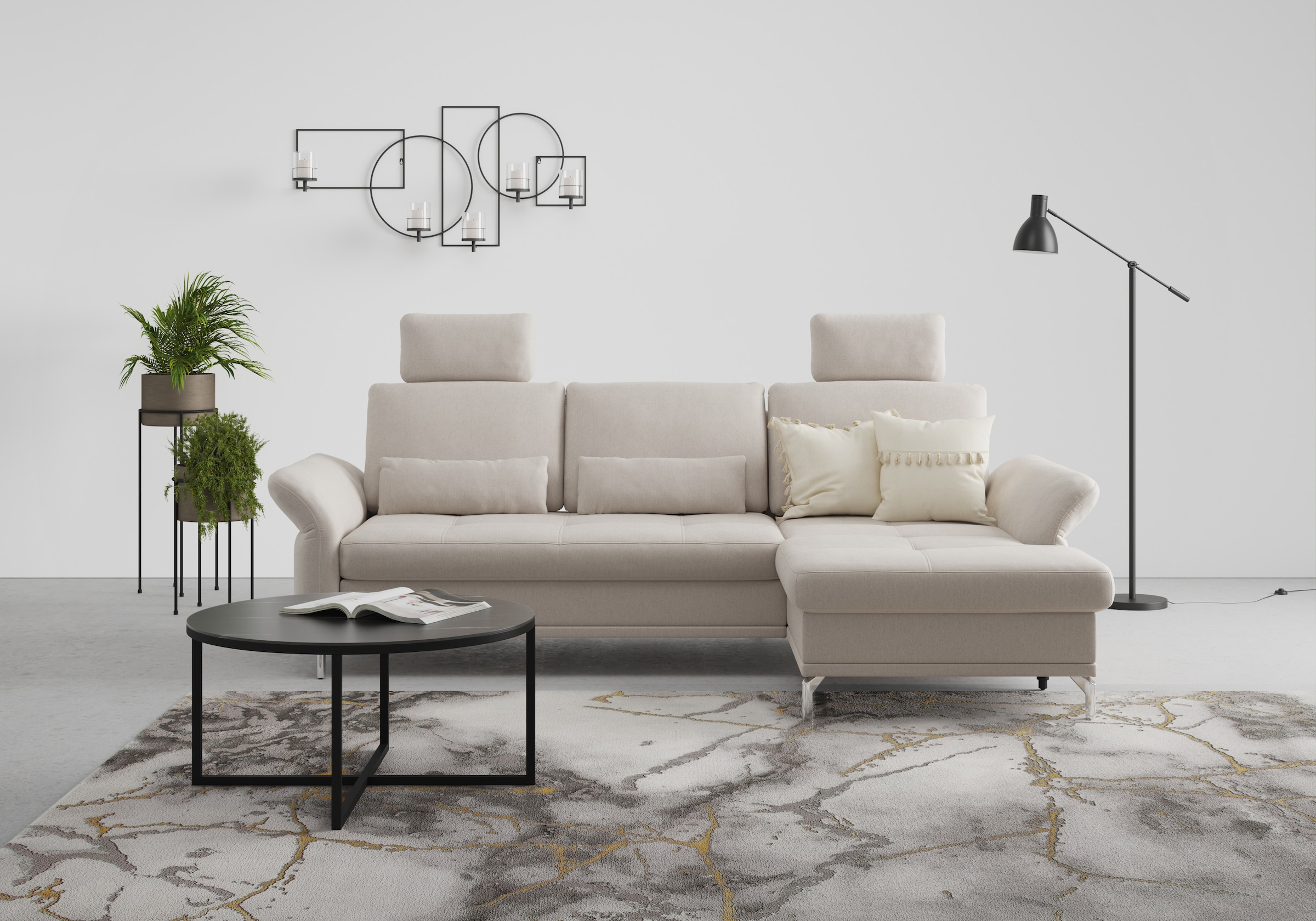 Home affaire Ecksofa "Palm Beach L-Form" Federkern, mit Sitztiefenverstellu günstig online kaufen