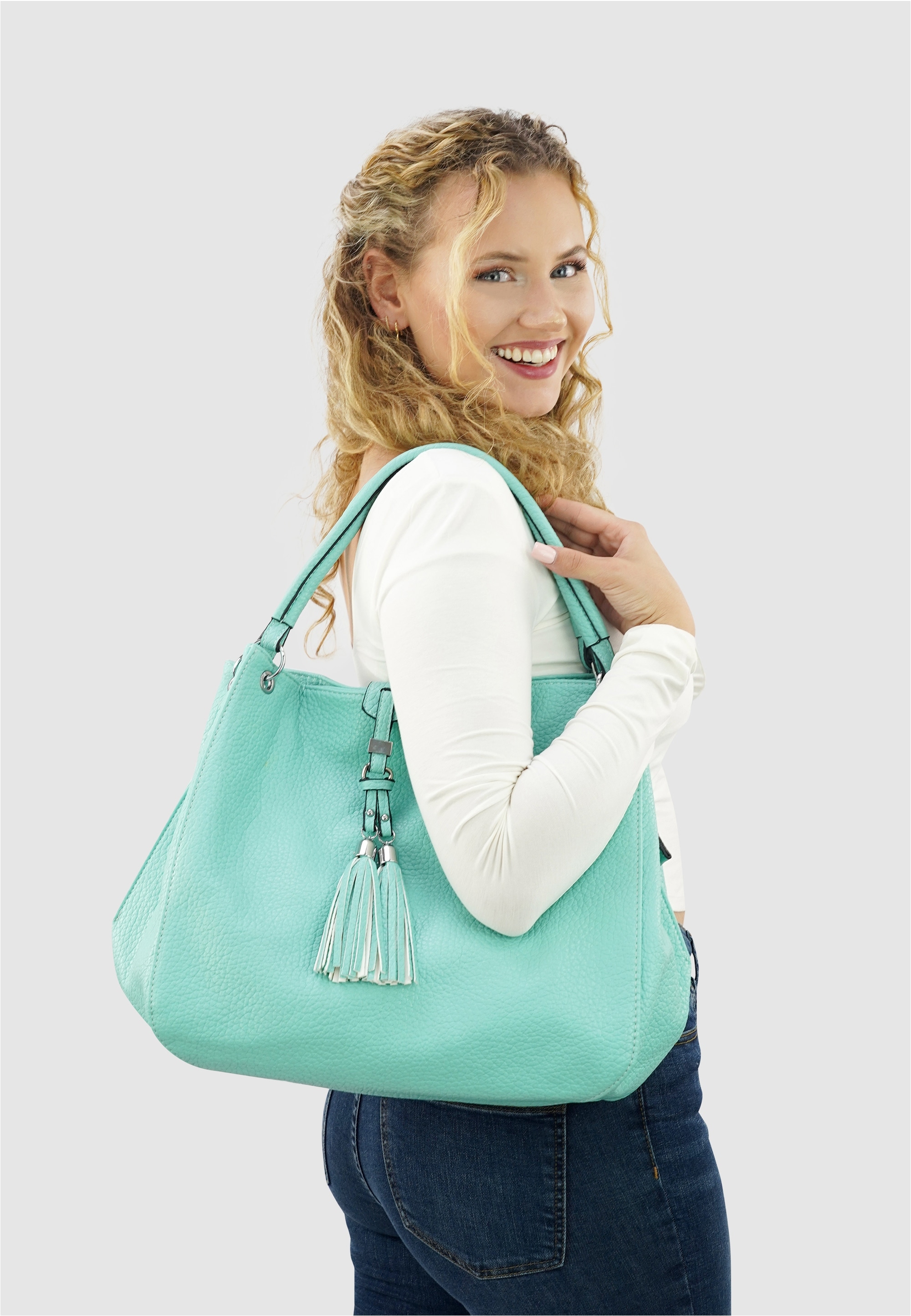 Harpa Schultertasche »UZAY« mit dekorativer Troddel