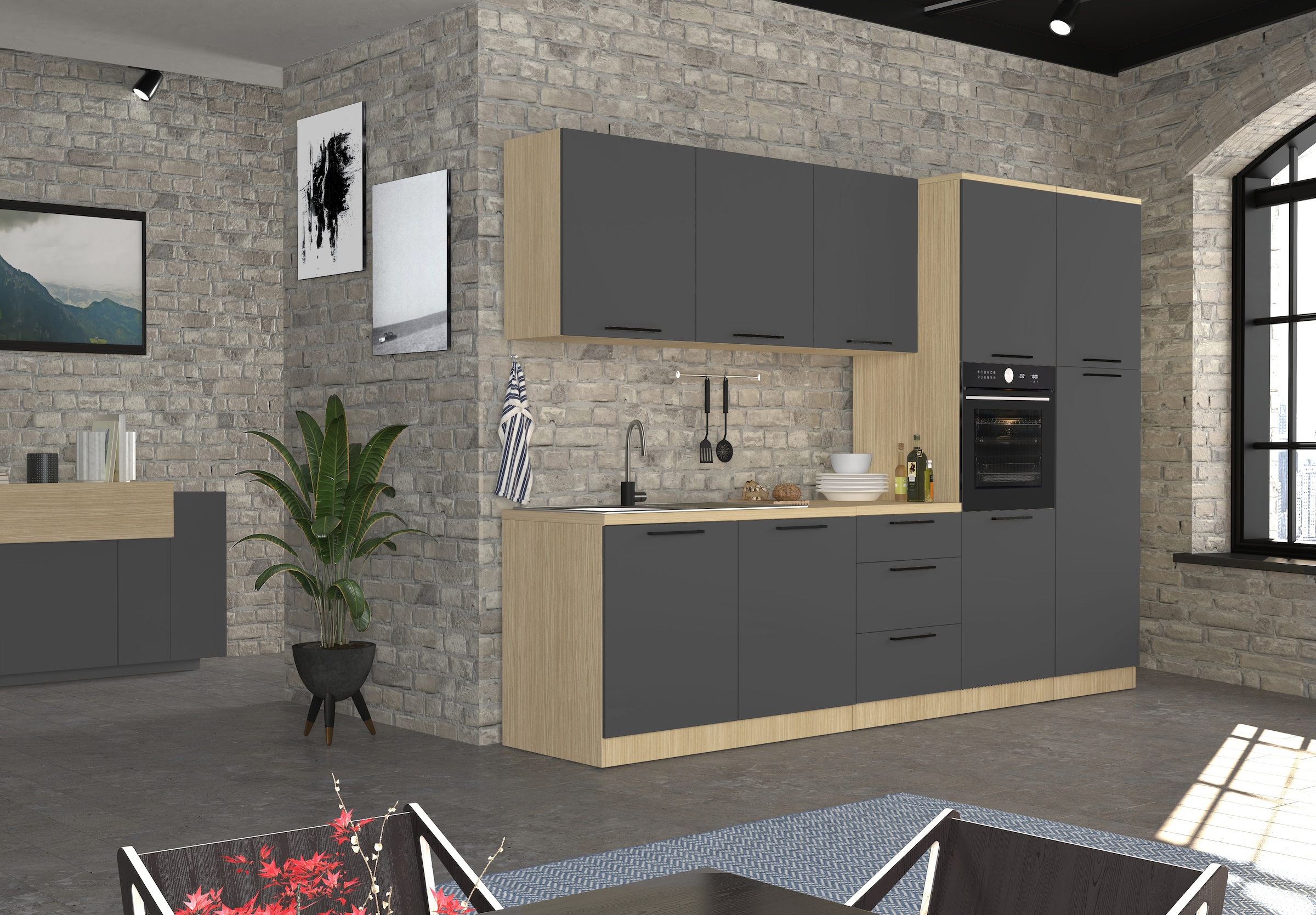 KOCHSTATION Kühlumbauschrank »Luna, Kühlschrank-Umbau, Einbauschrank für Kühlschrank, Made in Italy« B/T/H: 60×60×214,5 cm, für zwei Kühlschrankhöhen vorbereitet