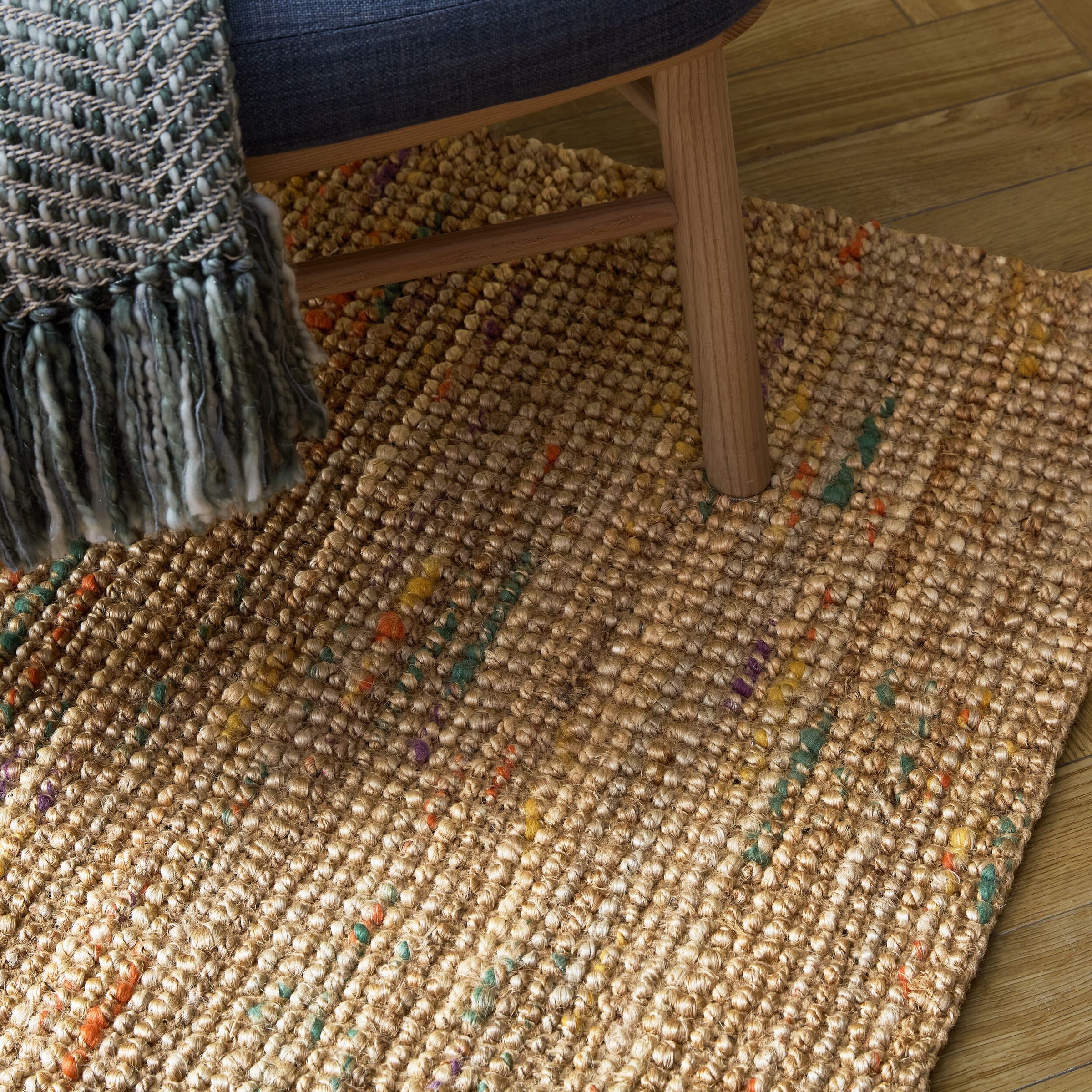 FLAIR RUGS Läufer »Jute Boucle«, rechteckig, 7 mm Höhe, aus 100% Jute, mit Fransen, aus Naturfasern