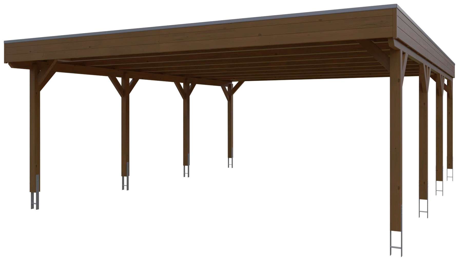 Skanholz Doppelcarport »Grunewald«, braun, mit Aluminiumdach
