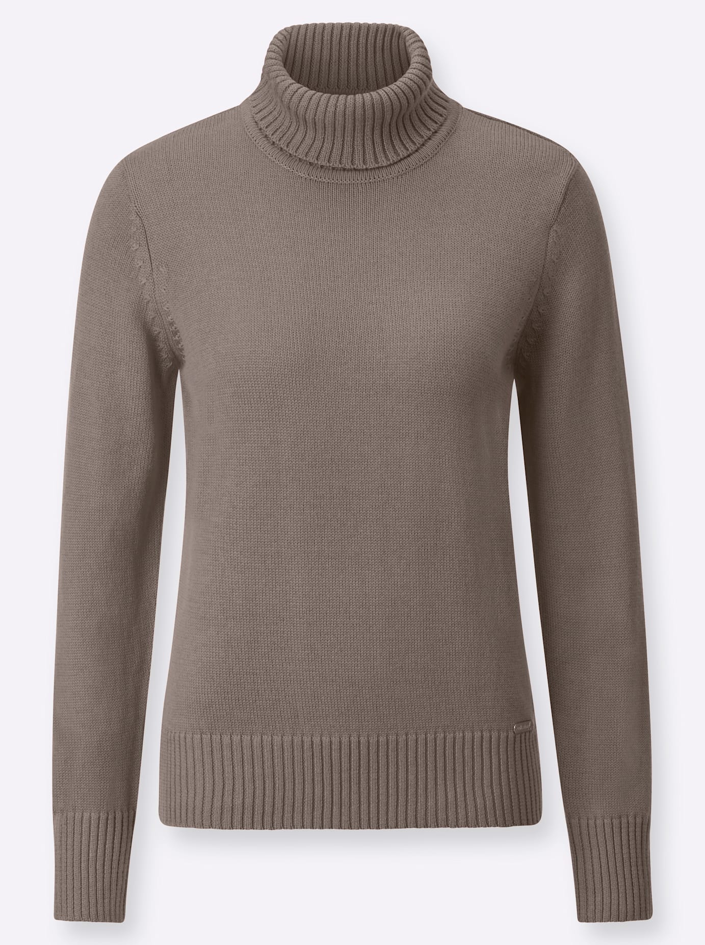 Rollkragenpullover CASUAL LOOKS "Pullover", Damen, Gr. 48, grau (taupe, meliert), 50% Baumwolle, 50% Polyacryl, meliert, unifarben, figurumspielend, Pullover Rollkragenpullover 3