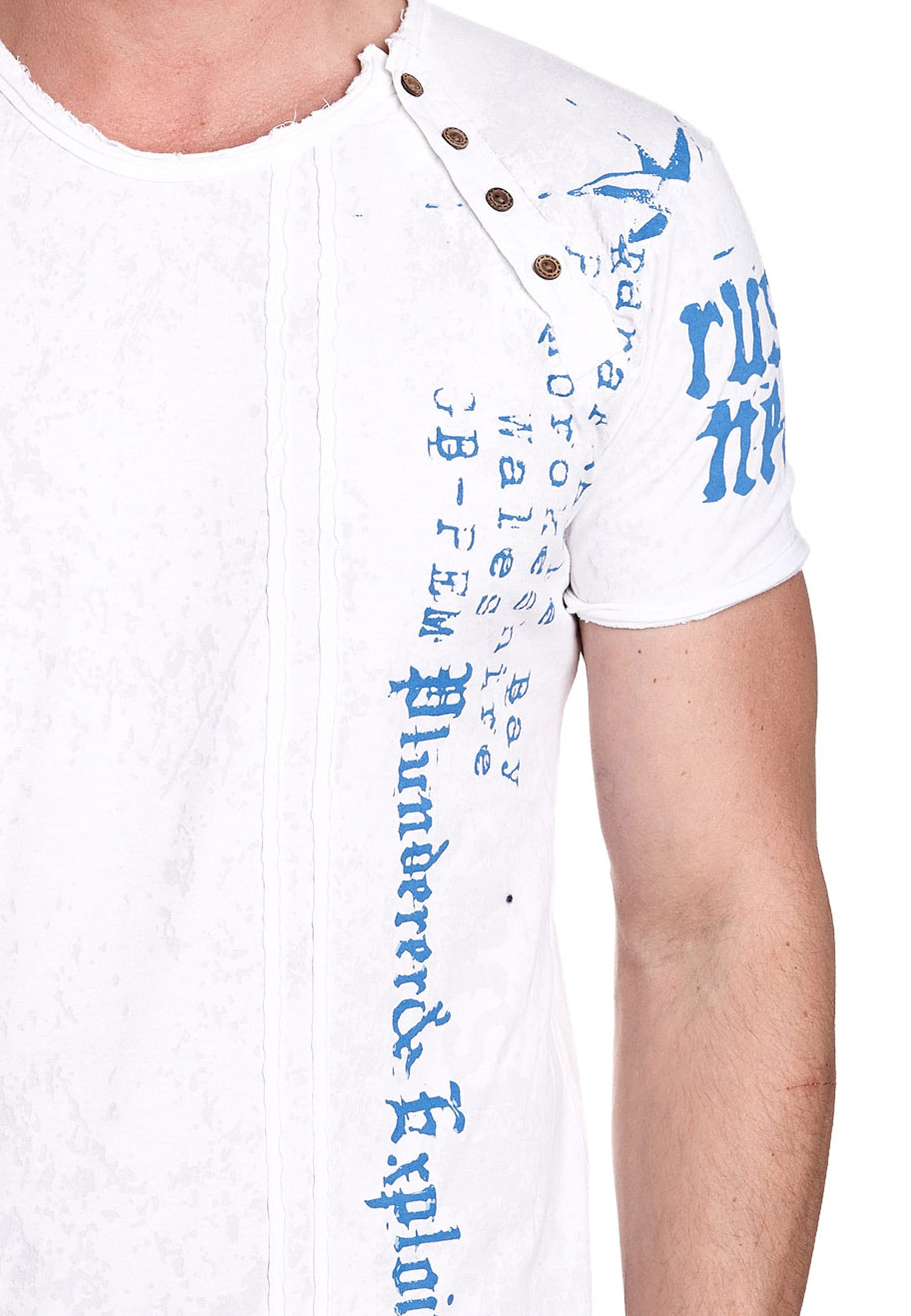 Rusty Neal T-Shirt, mit seitlicher Knopfleiste