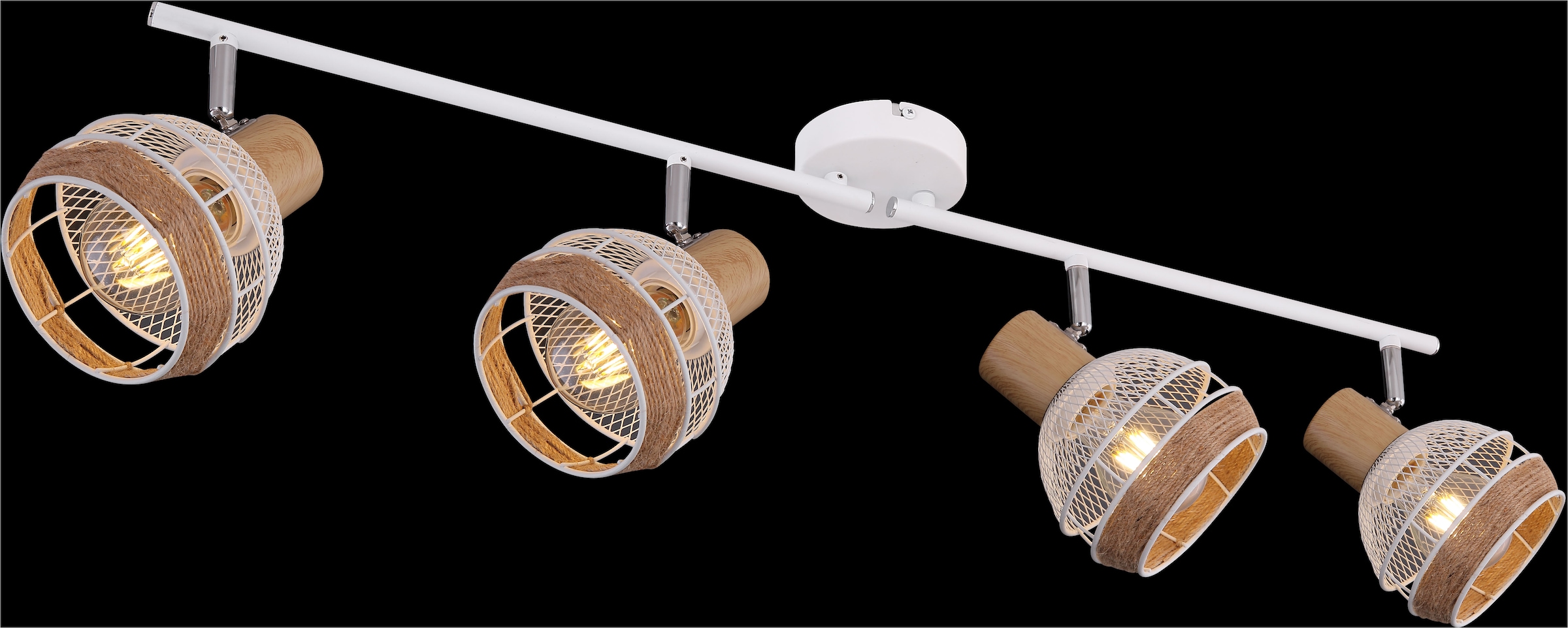 GLOBO LIGHTING Deckenstrahler »WIDY«, Leuchtmittel E27 | ohne Leuchtmittel, Deckenstrahler/weiß/holzoptik/Hanf braun/Flur/Wohnzimmer