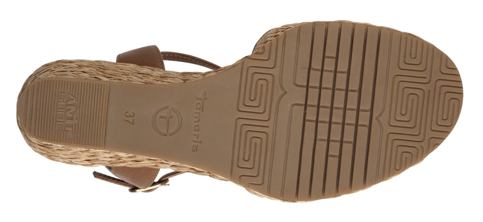 Tamaris Keilsandalette, Sommerschuh, Riemchensandale mit T-Schmuckelement