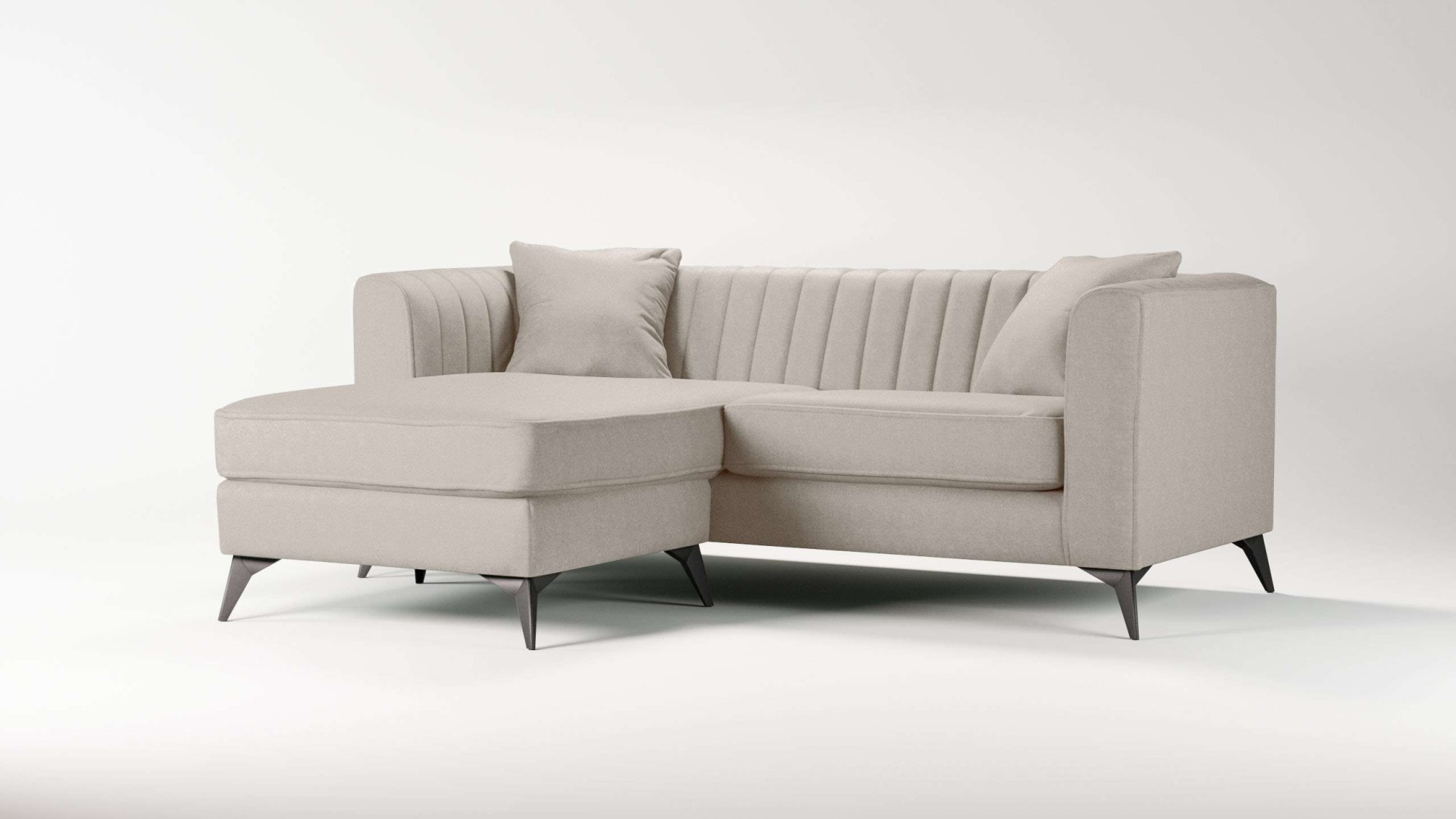 Home affaire Ecksofa »MATTHEW L-Form ideal für kleine Räume, Maße B/T/H: 201/162/74 cm« elegantes Designsofa, feine Steppung im Rücken, incl. Zierkissen