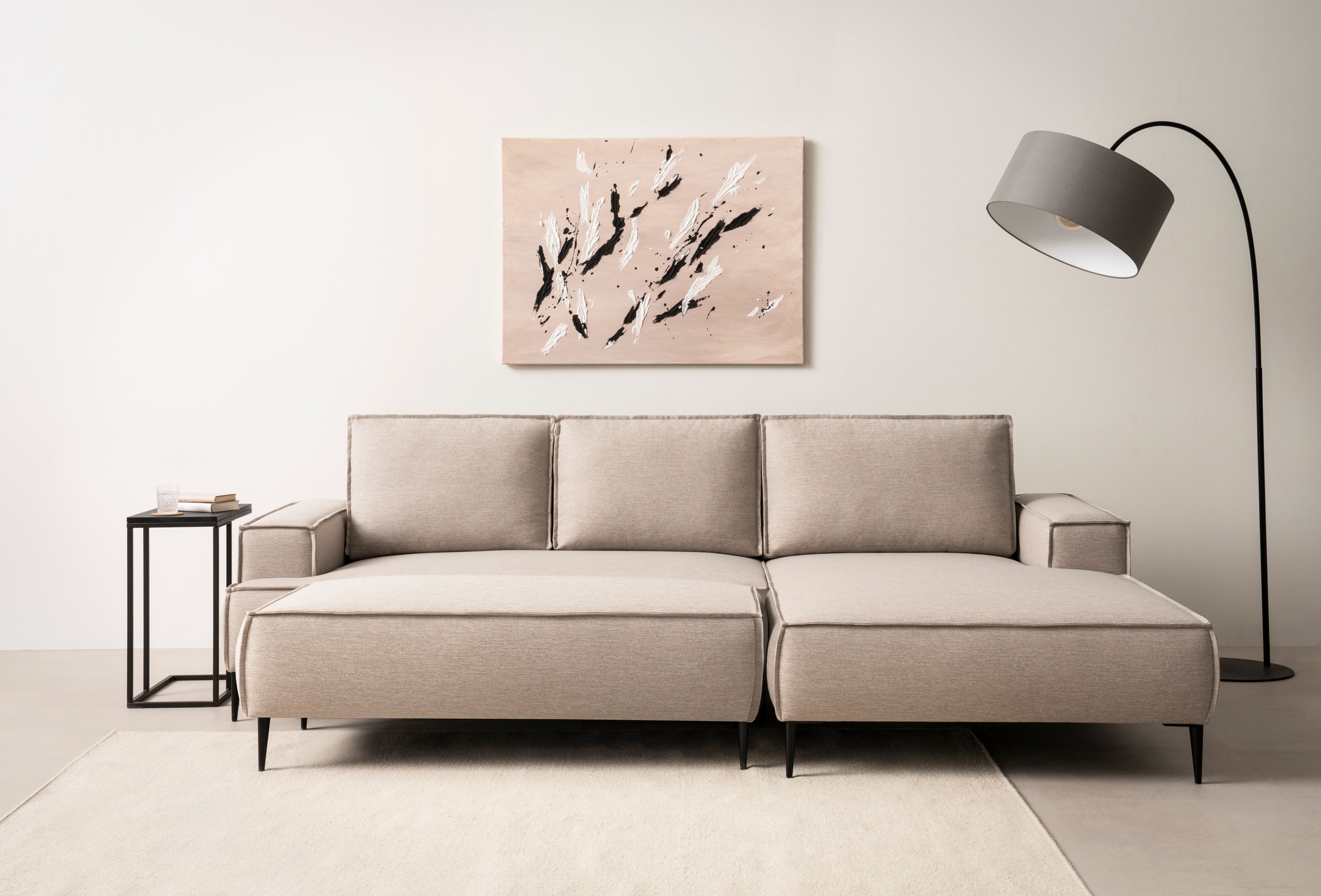 andas Sitzgruppe »TVINNU, Polsterecke L-Form, Schlaffunktion, mit Hocker«, (Set, 2 tlg.), stellbar zum Schlafsofa (Krokodilverbinder)