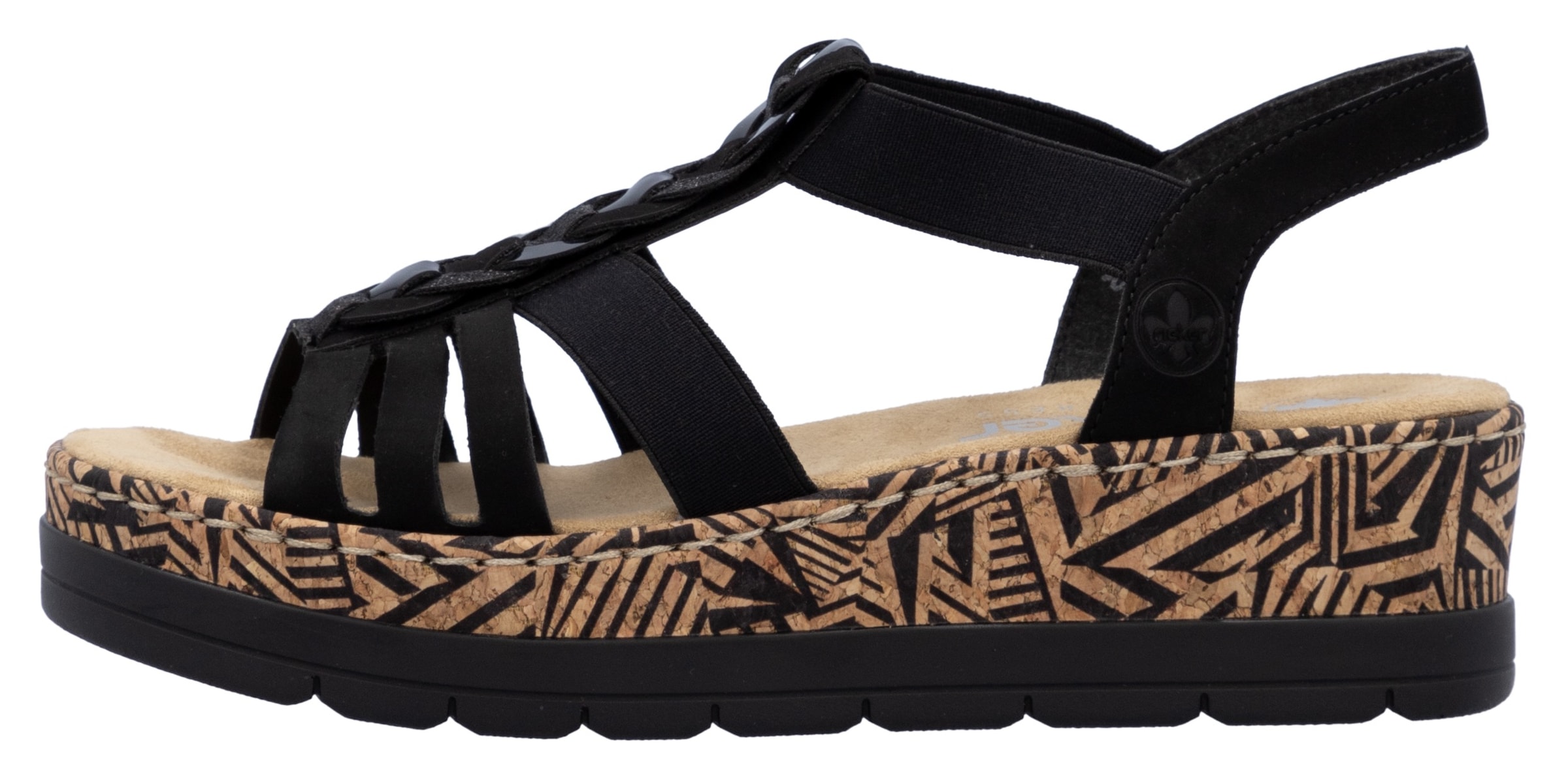 Rieker Plateausandaletten, Sommerschuh, Urlaubschuh, Sandalette mit dekorativem Schmuckelement