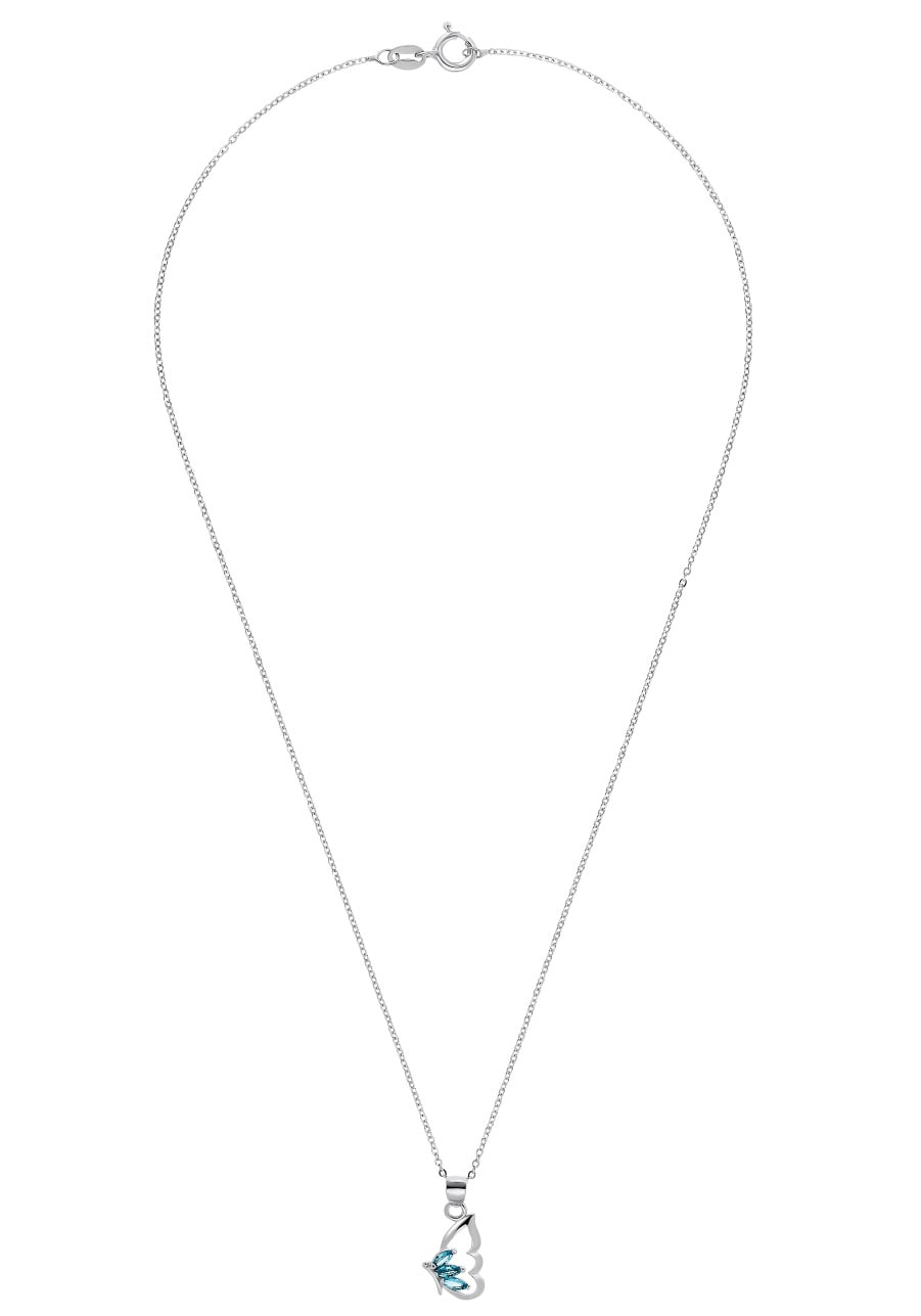 Amor Kette mit Anhänger »Blue fan, 2023167«, mit Zirkonia (synth.)