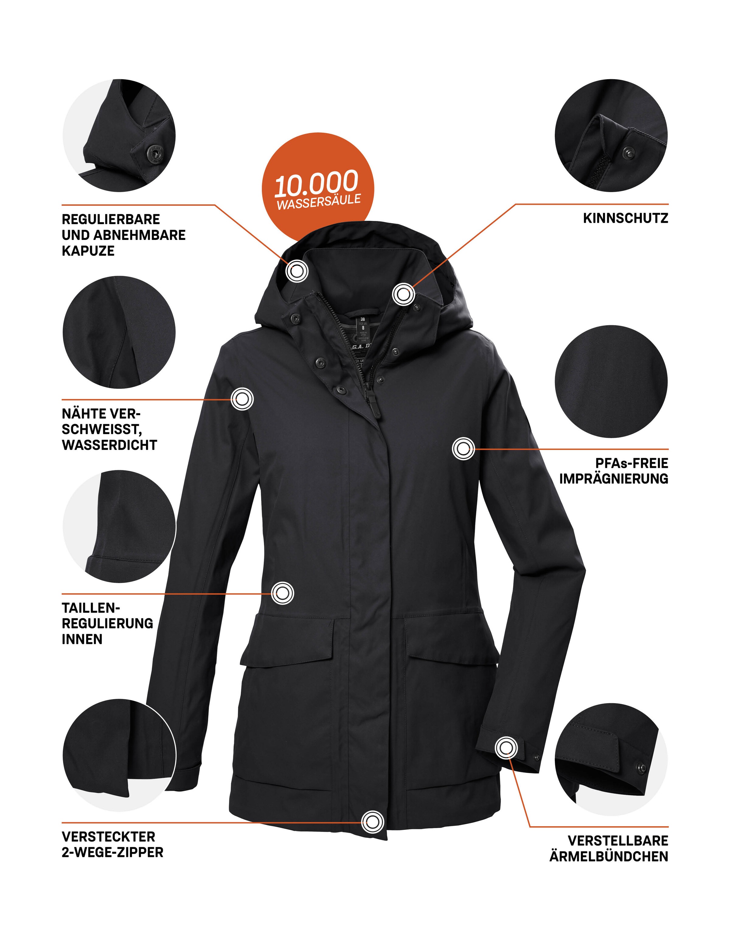 G.I.G.A. DX by killtec Funktionsjacke »GS 54 WMN JCKT«, Wasserdicht, atmungsaktiv, recycelte Materialien, abnehmbare Kapuze