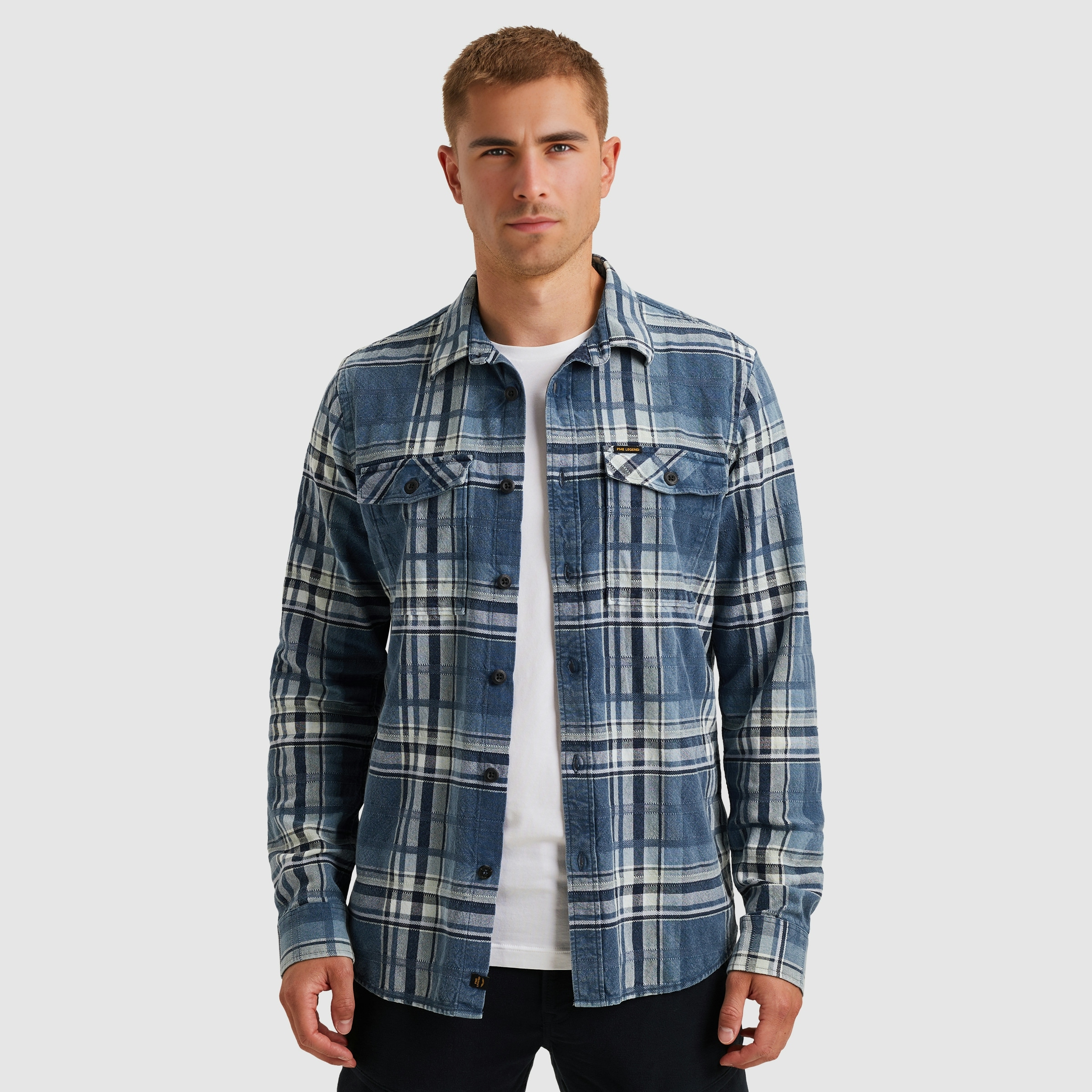 PME LEGEND Langarmhemd mit Karo Muster