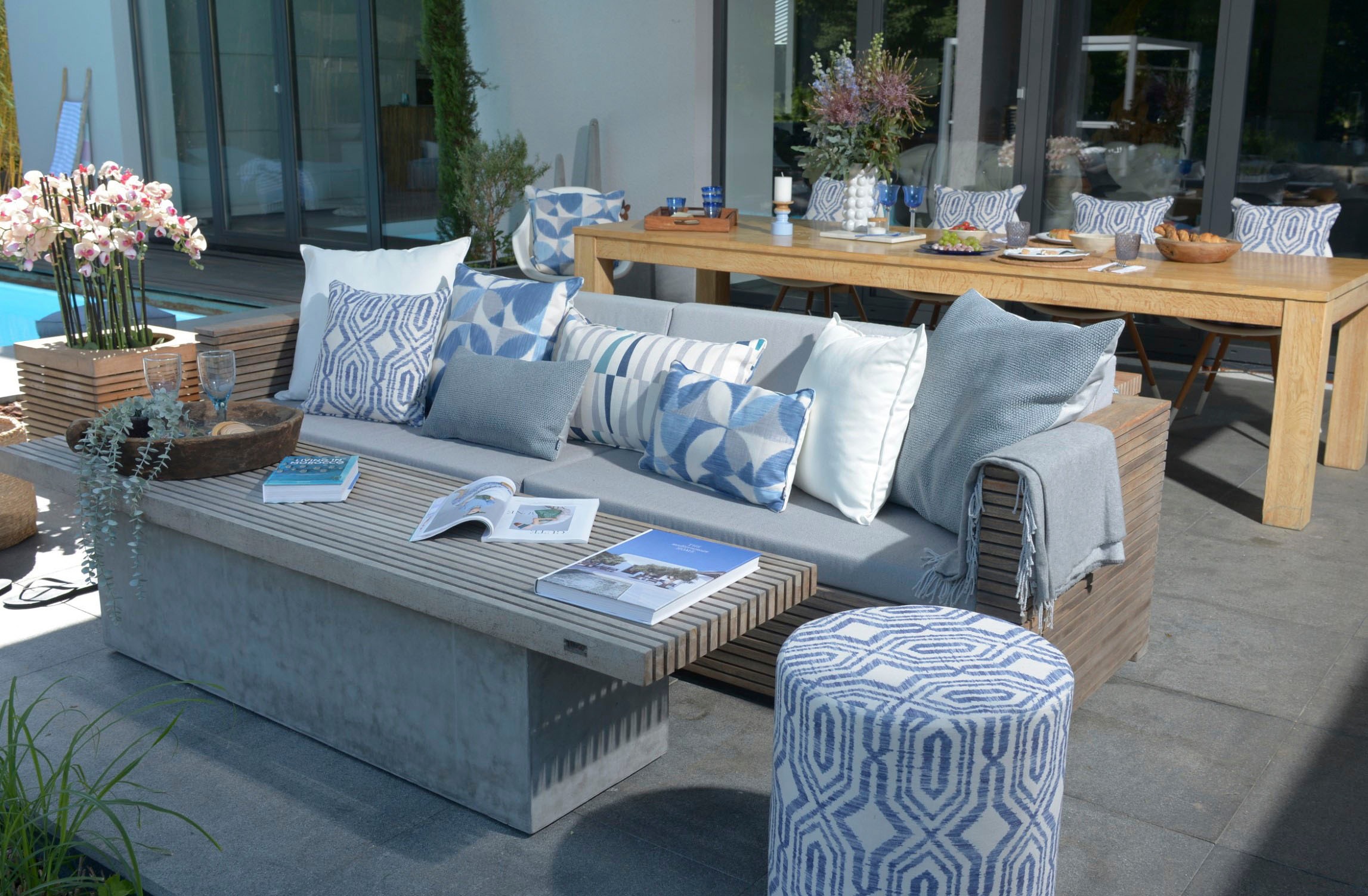 H.O.C.K. Dekokissen »Marbella«, Outdoor, Batik-Look, schmutz-& wasserabweisend, mit Reißverschluss