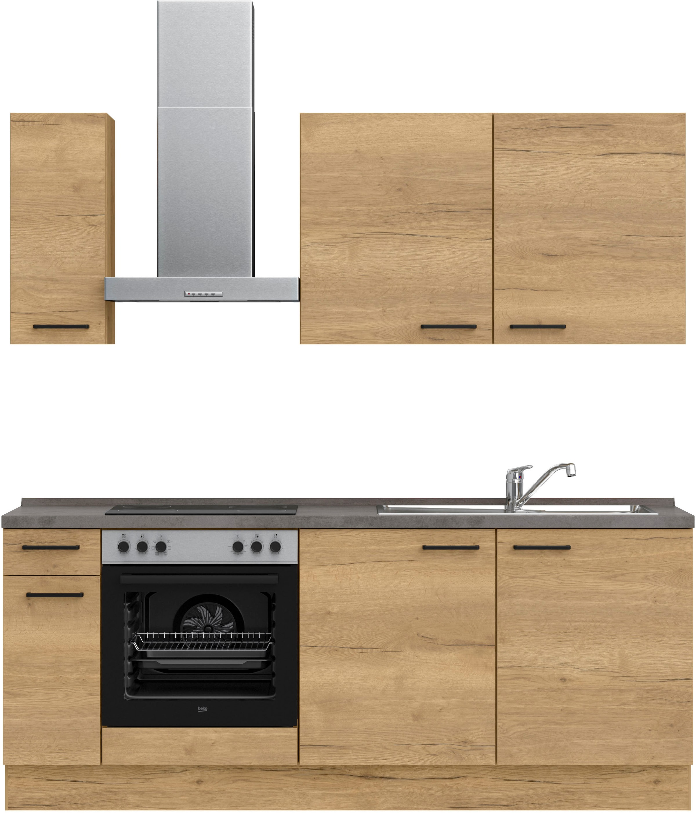 nobilia® Küchenzeile »"Structura basic"«, vormontiert, Ausrichtung wählbar, Breite 210 cm, mit E-Geräten