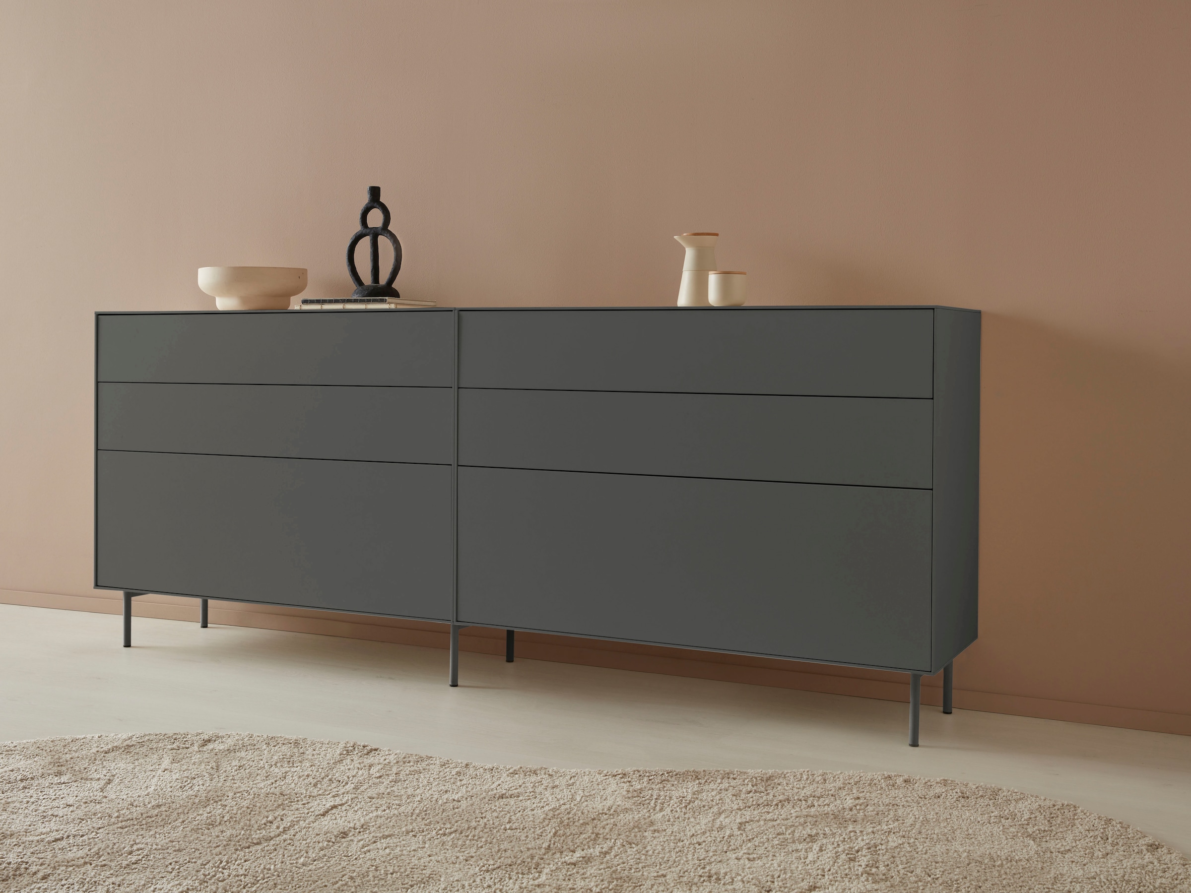 LeGer Home by Lena Gercke Sideboard "Essentials", (2 St.), Breite: 224cm, MDF lackiert, Push-to-open-Funktion