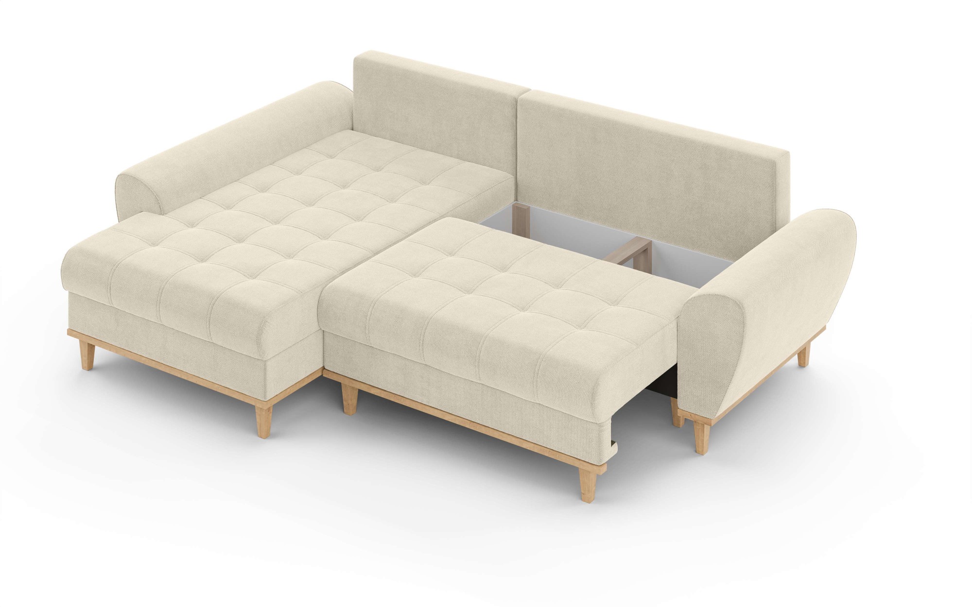 Home affaire Ecksofa »Ahrdorf mit Bettfunktion und Bettkasten, Maße: B/H/T 268/86/175 cm«, L-Form mit 3 Rückenkissen und moderne gerundete Armlehnen